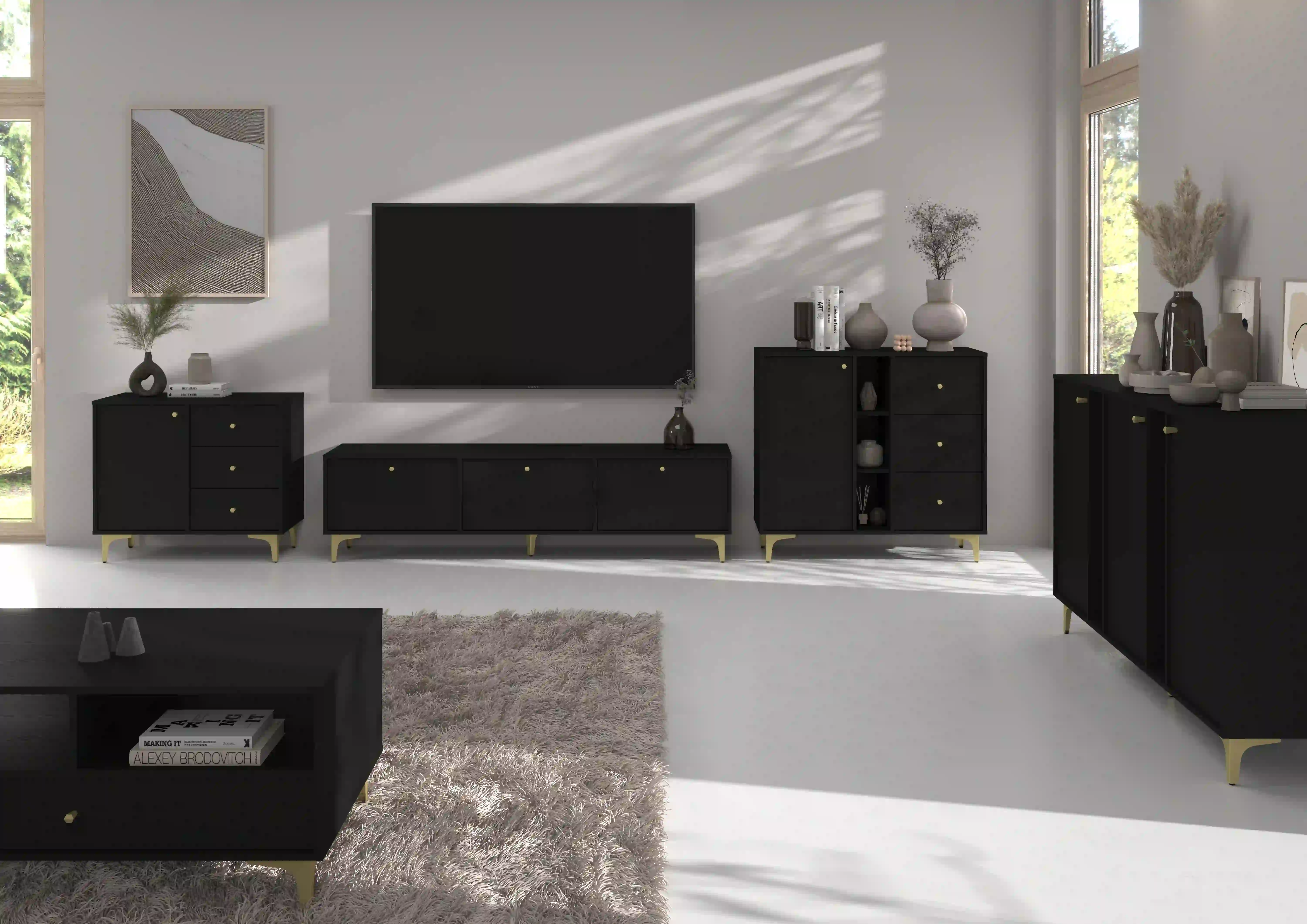 Kommode Sakai 1F 3S T824 Schwarz