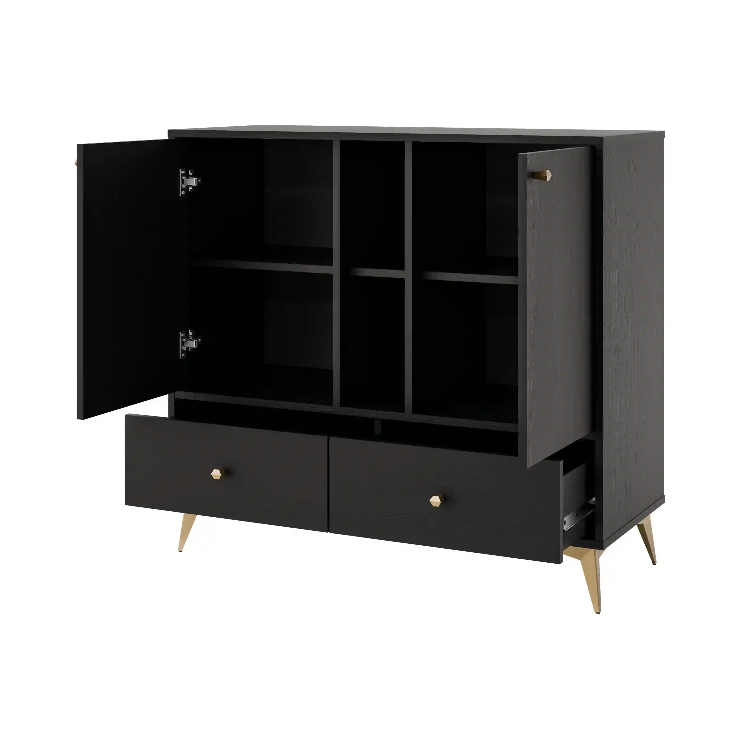 Kommode mit Schubladen fürs Wohnzimmer Sakai 2F 2S T825 Schwarz