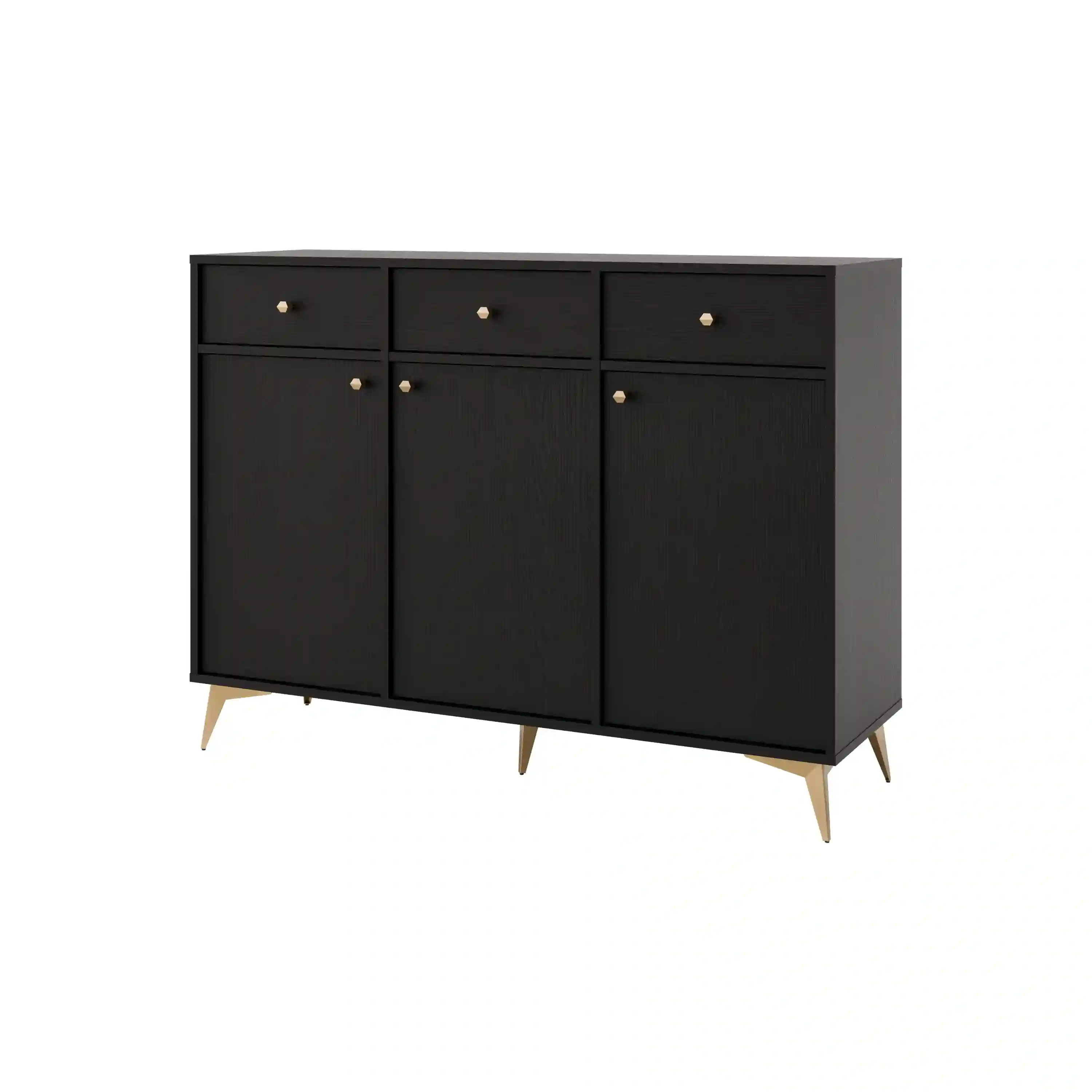 Kommode mit Schubladen für Wohnzimmer Sakai 3F 3S T827 Schwarz