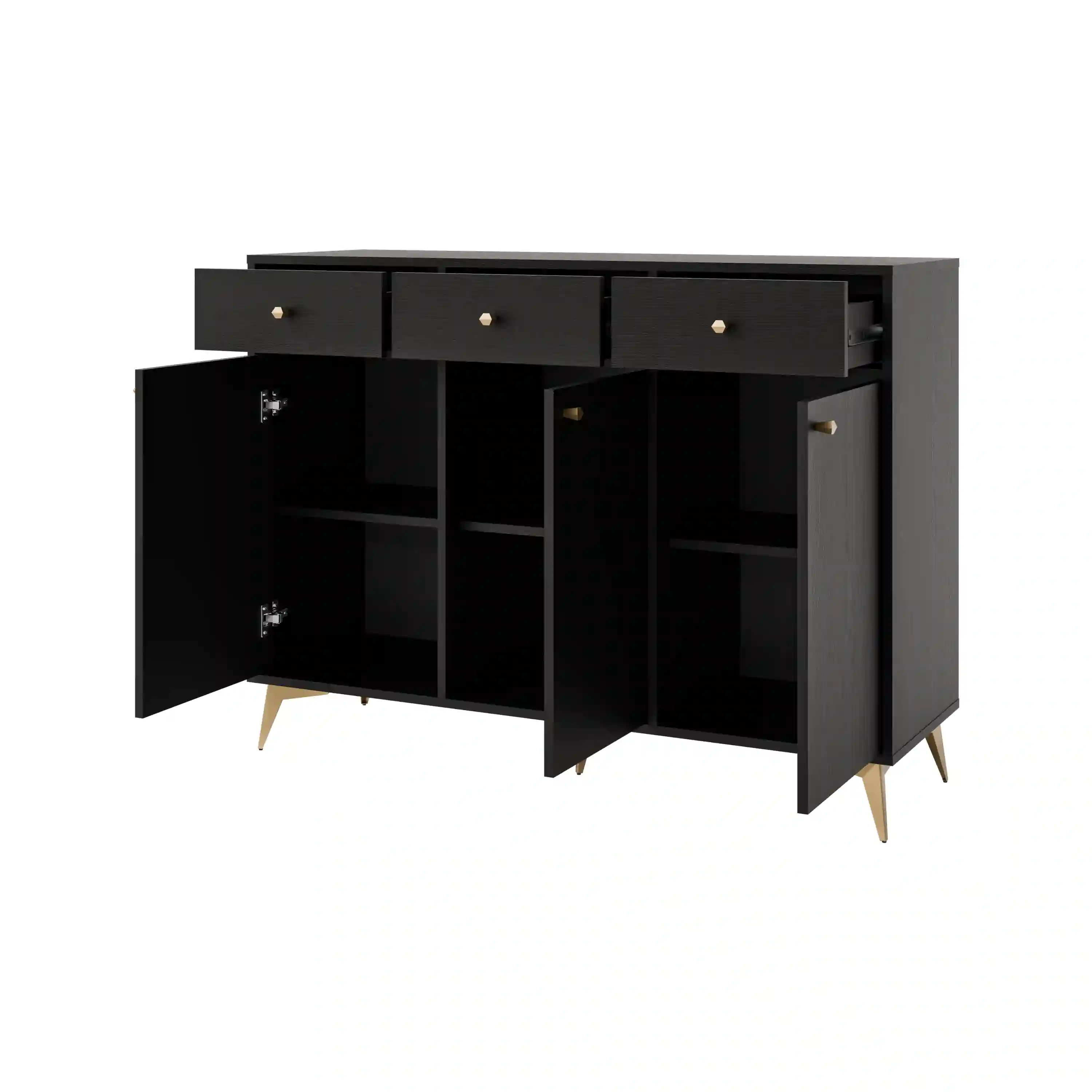 Kommode mit Schubladen für Wohnzimmer Sakai 3F 3S T827 Schwarz
