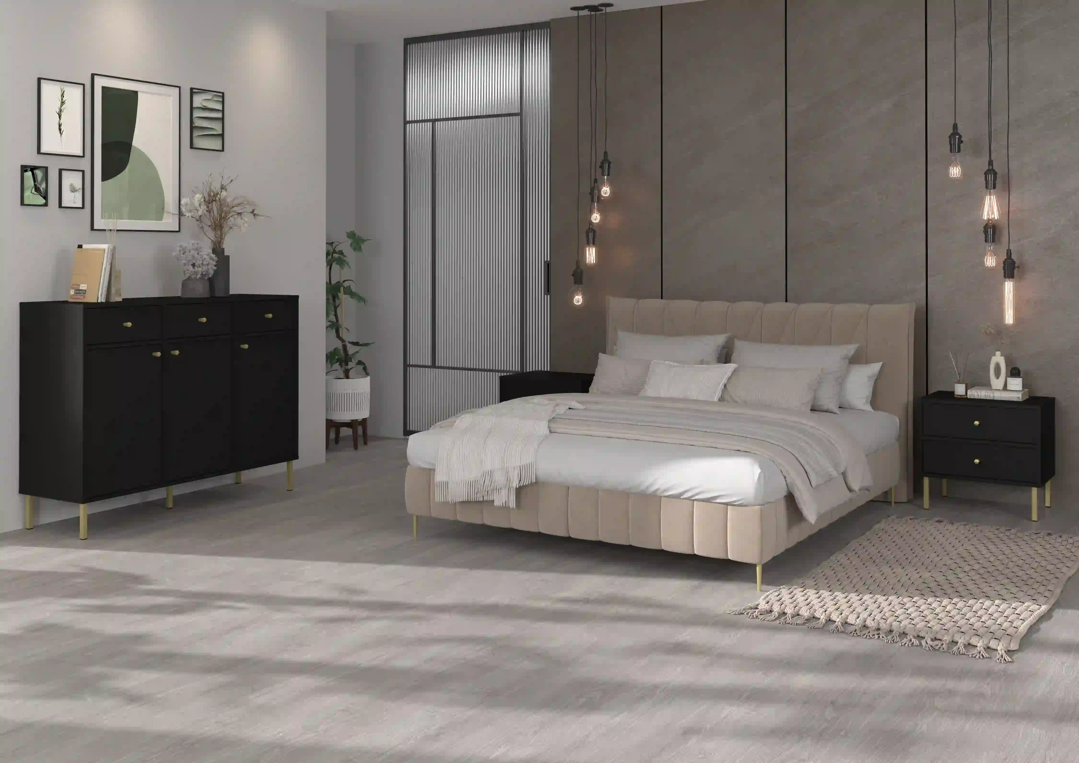 Dreiturige Kommode Sakai 3F T813 Schwarz