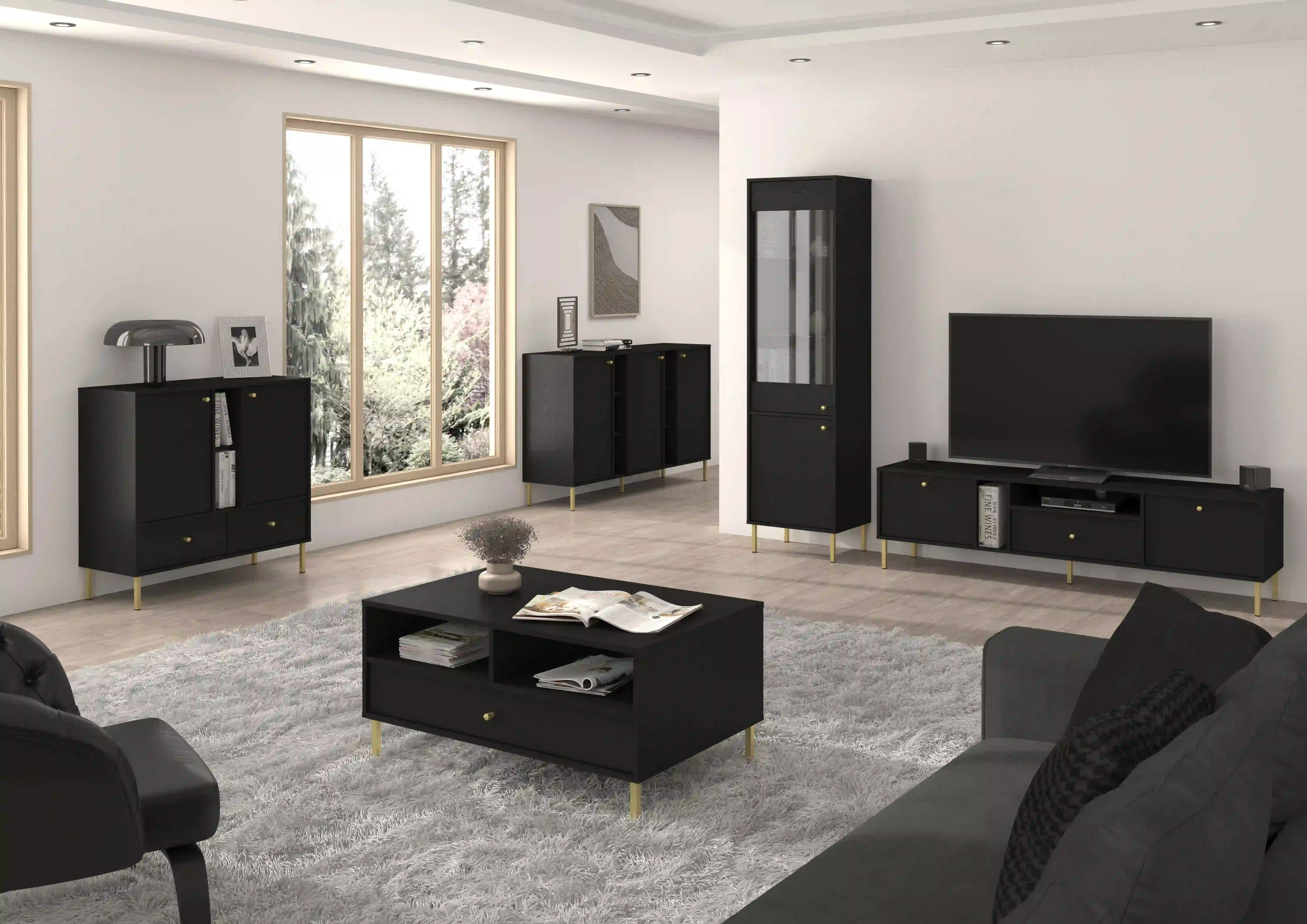 Dreiturige Kommode Sakai 3F T823 Schwarz