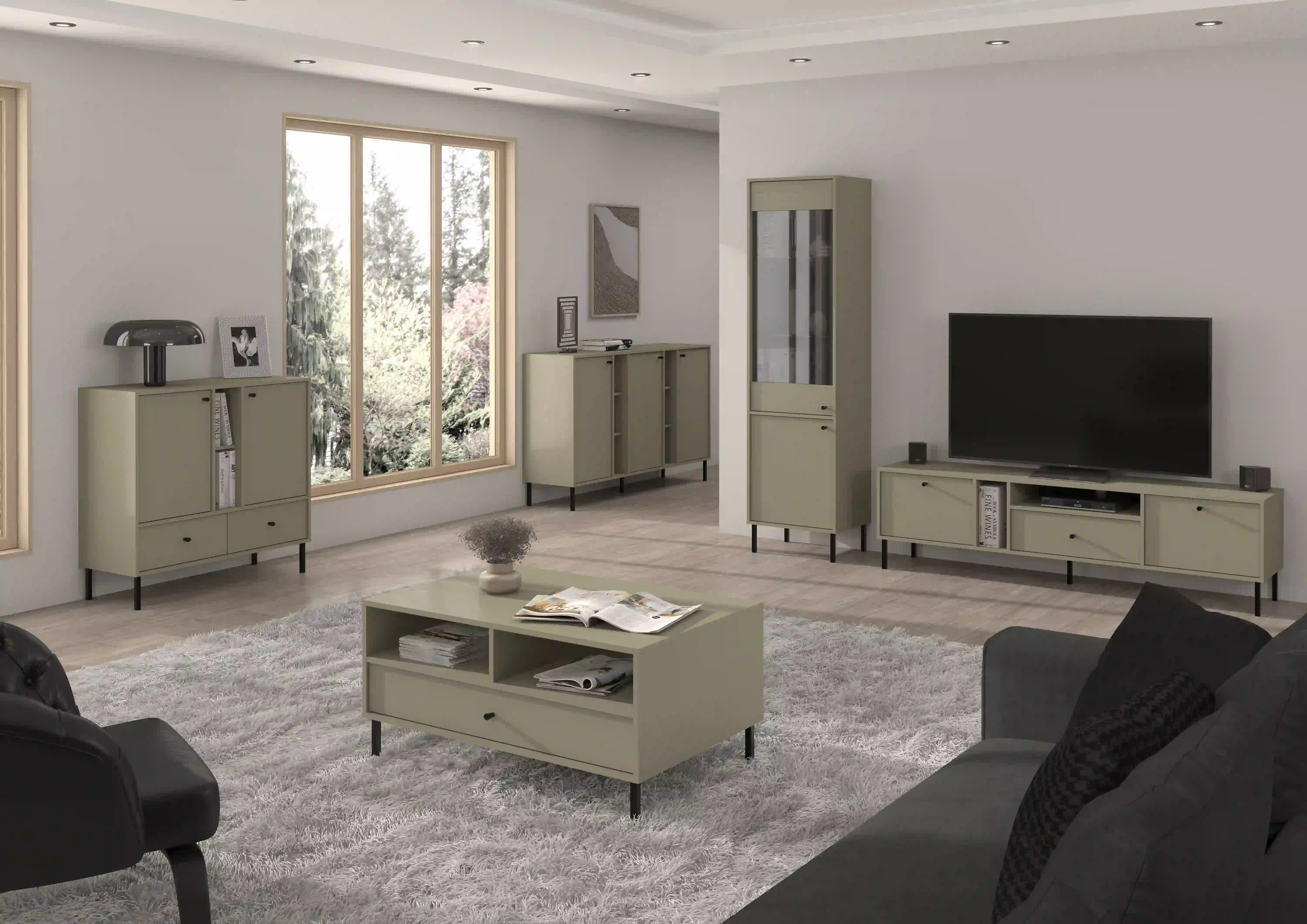 Komoda z szufladami do salonu Sakai 2F 2S T825 Eukaliptus