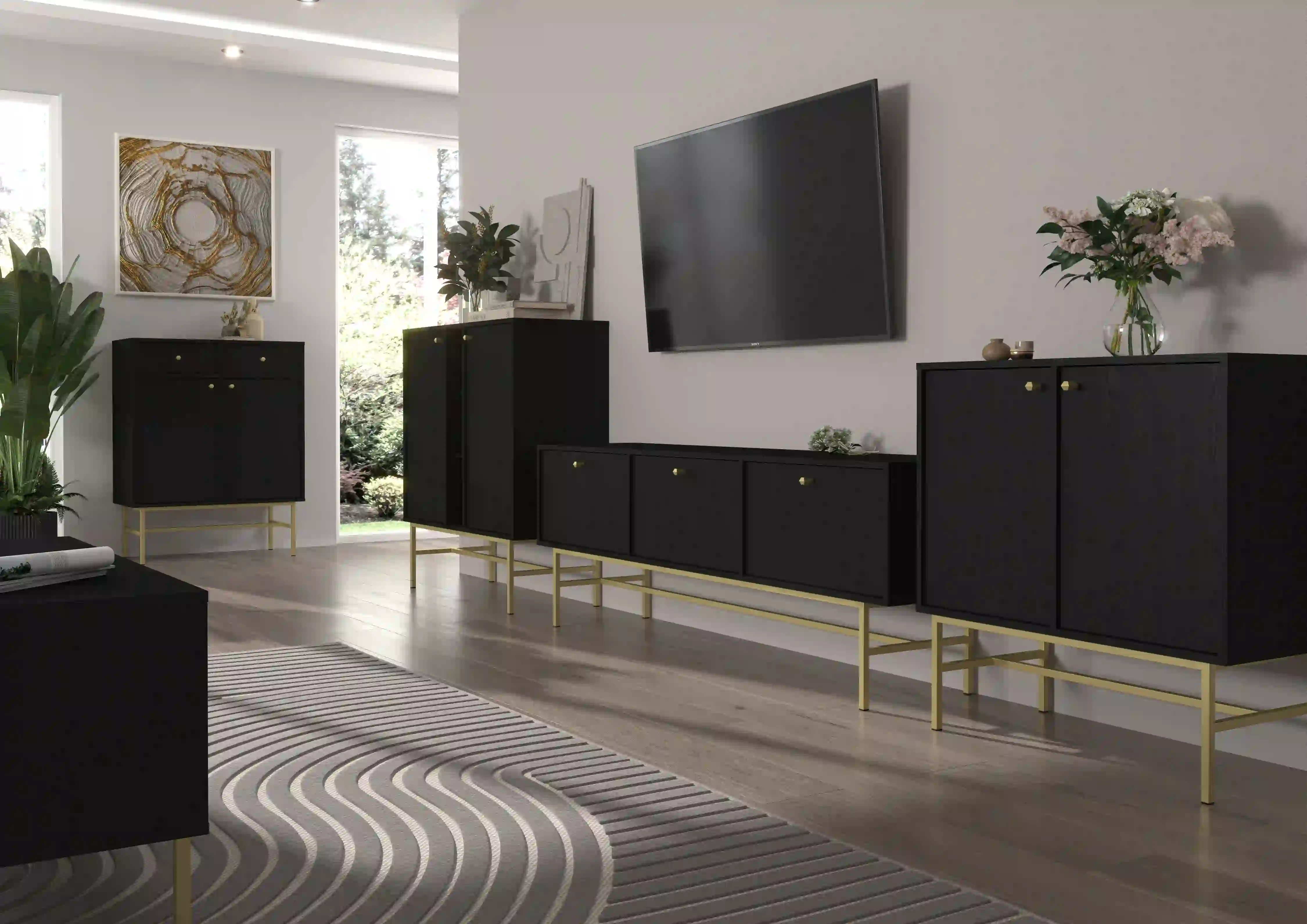 Zweiturige Kommode Sakai 2F T812 Schwarz