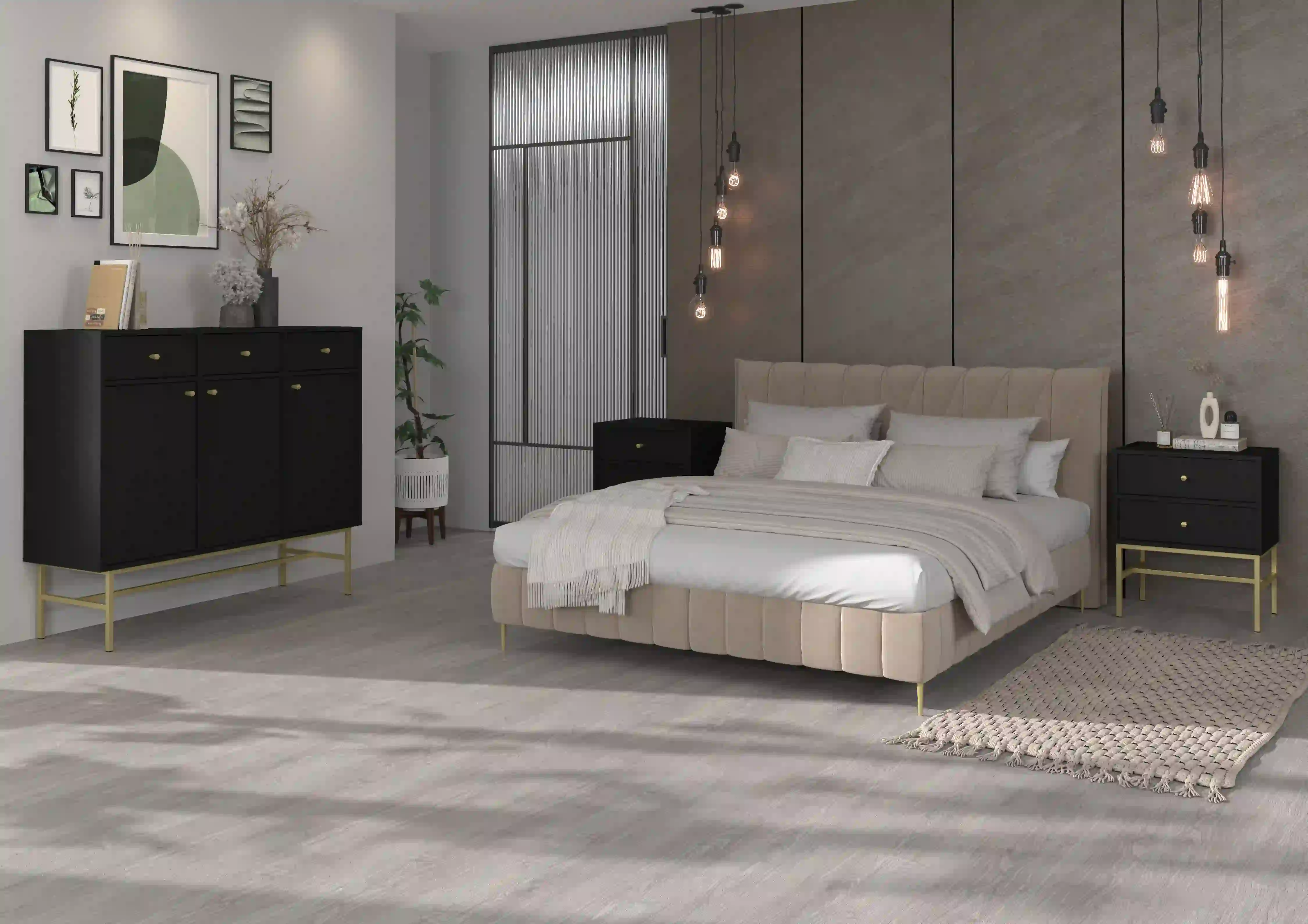 Dreiturige Kommode Sakai 3F T813 Schwarz