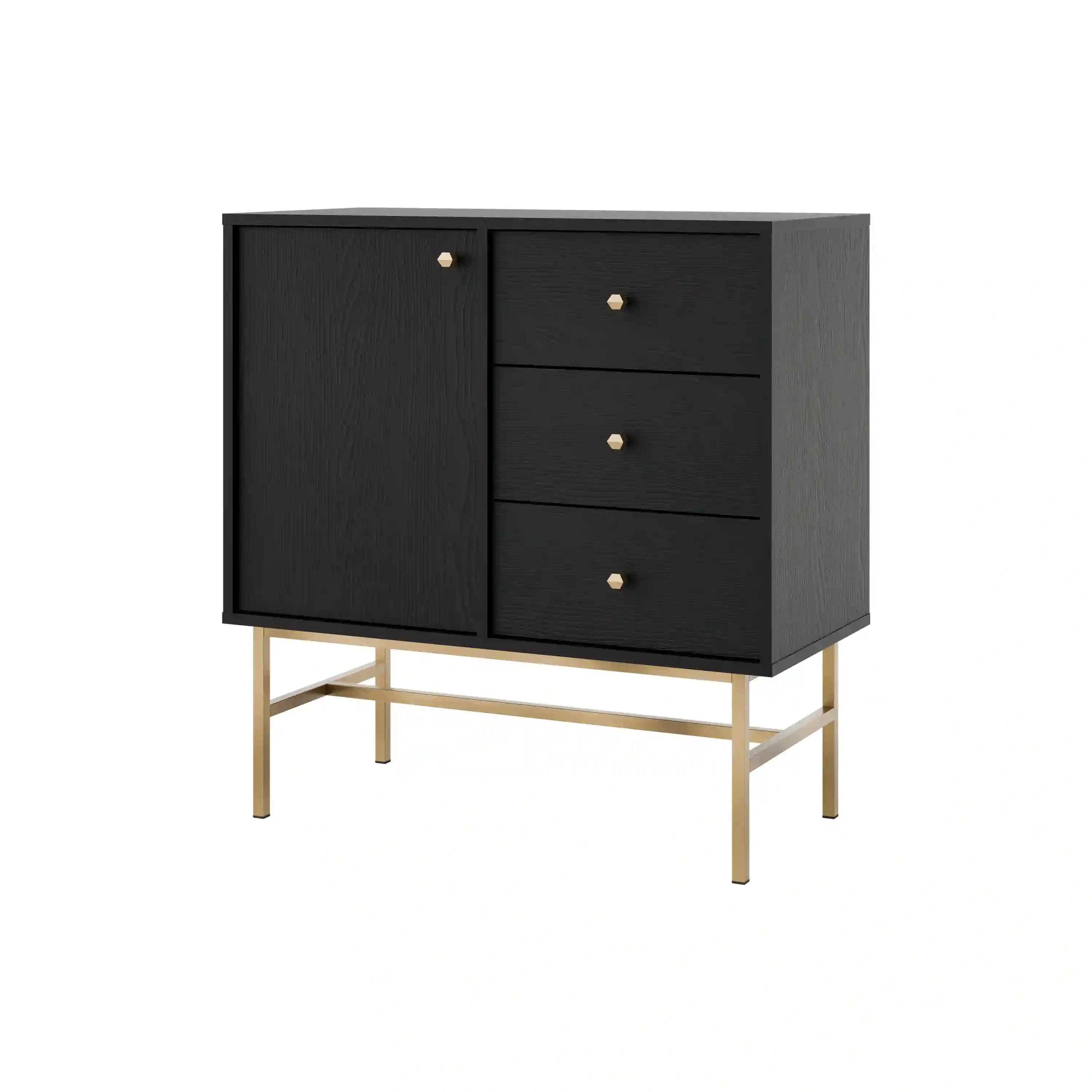 Kommode mit Schubladen Sakai 1F 3S T814 Schwarz
