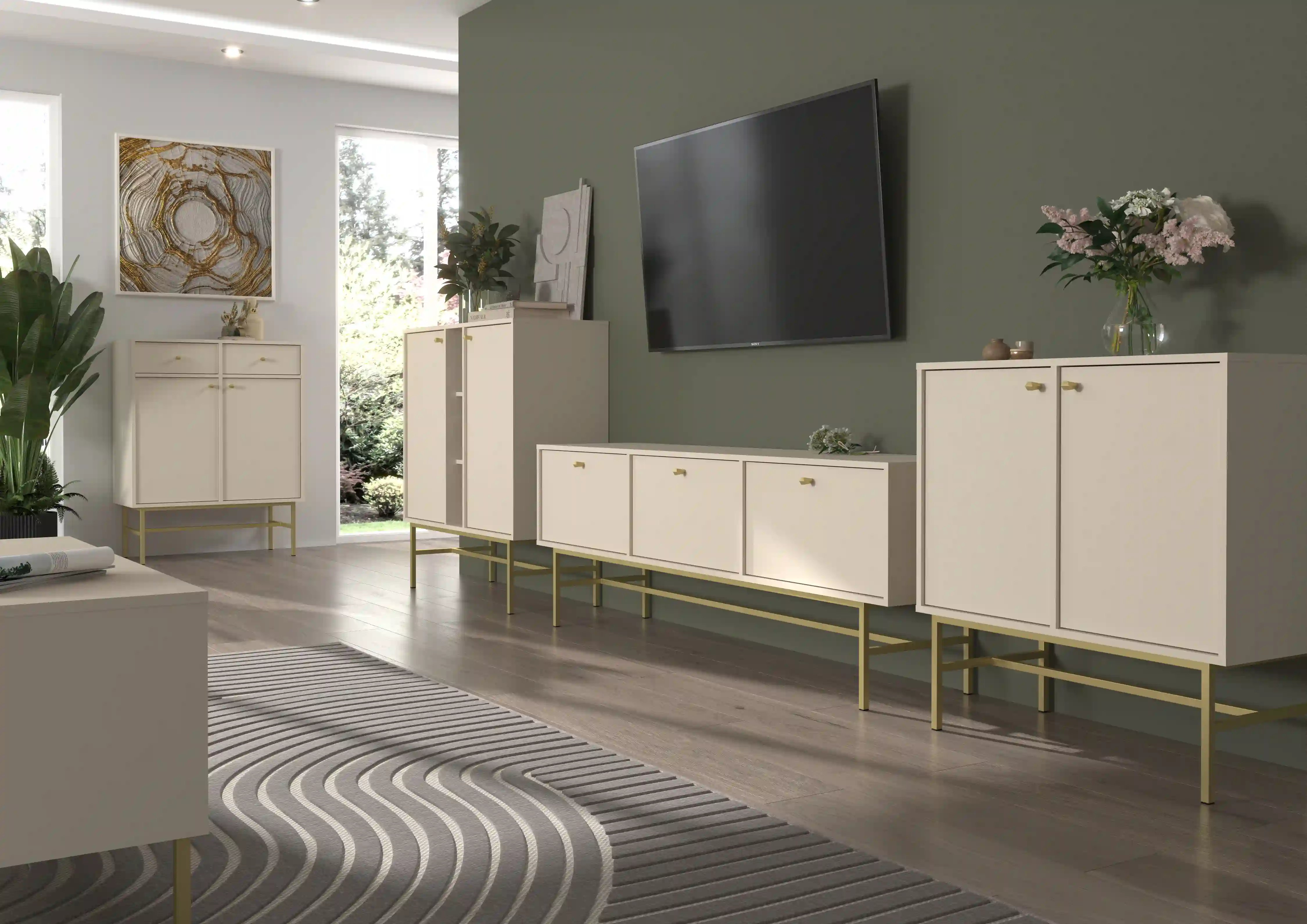 Kommode mit Türen Sakai 3-2F T822 Beige