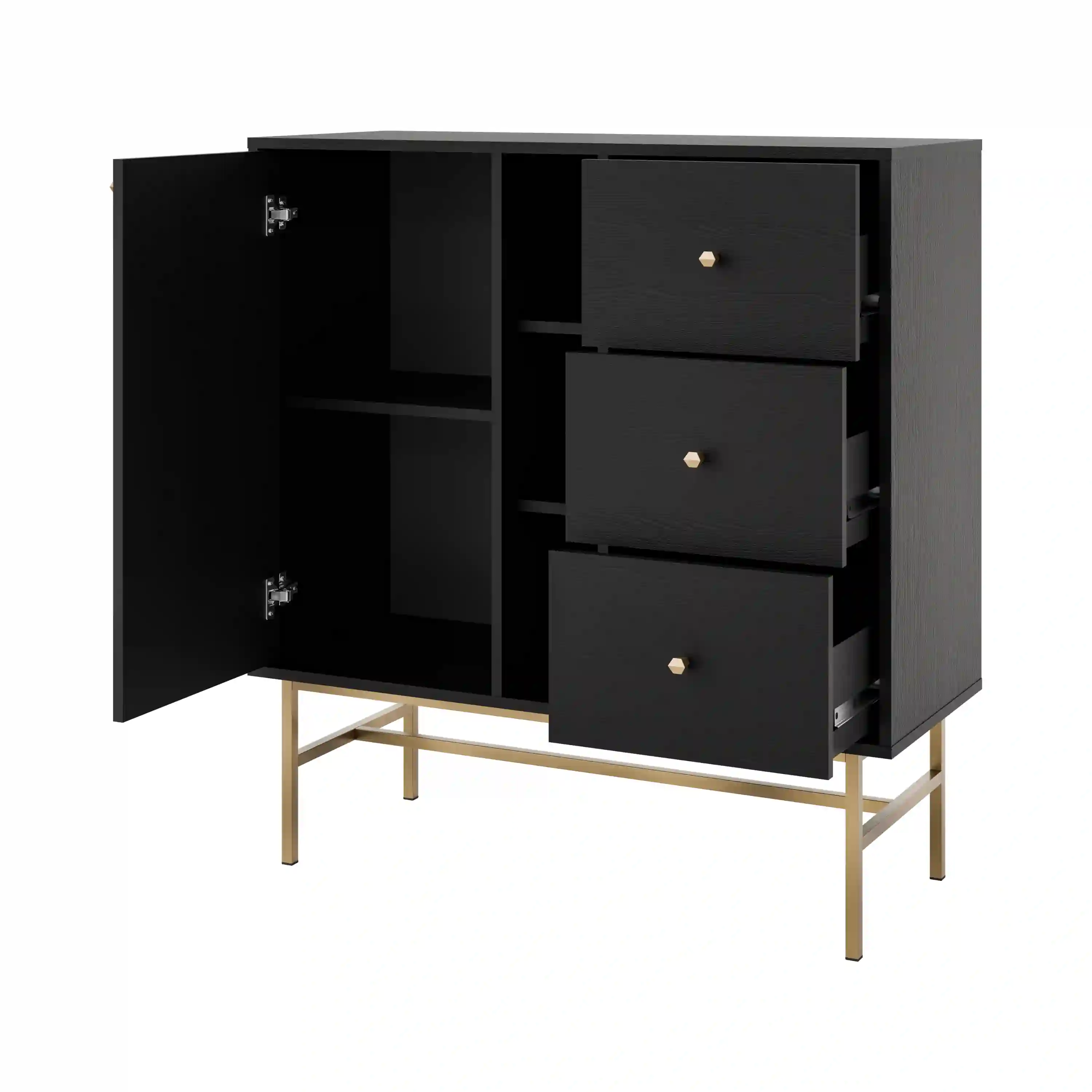 Kommode mit Schubladen Sakai 1F 3S T824 Schwarz