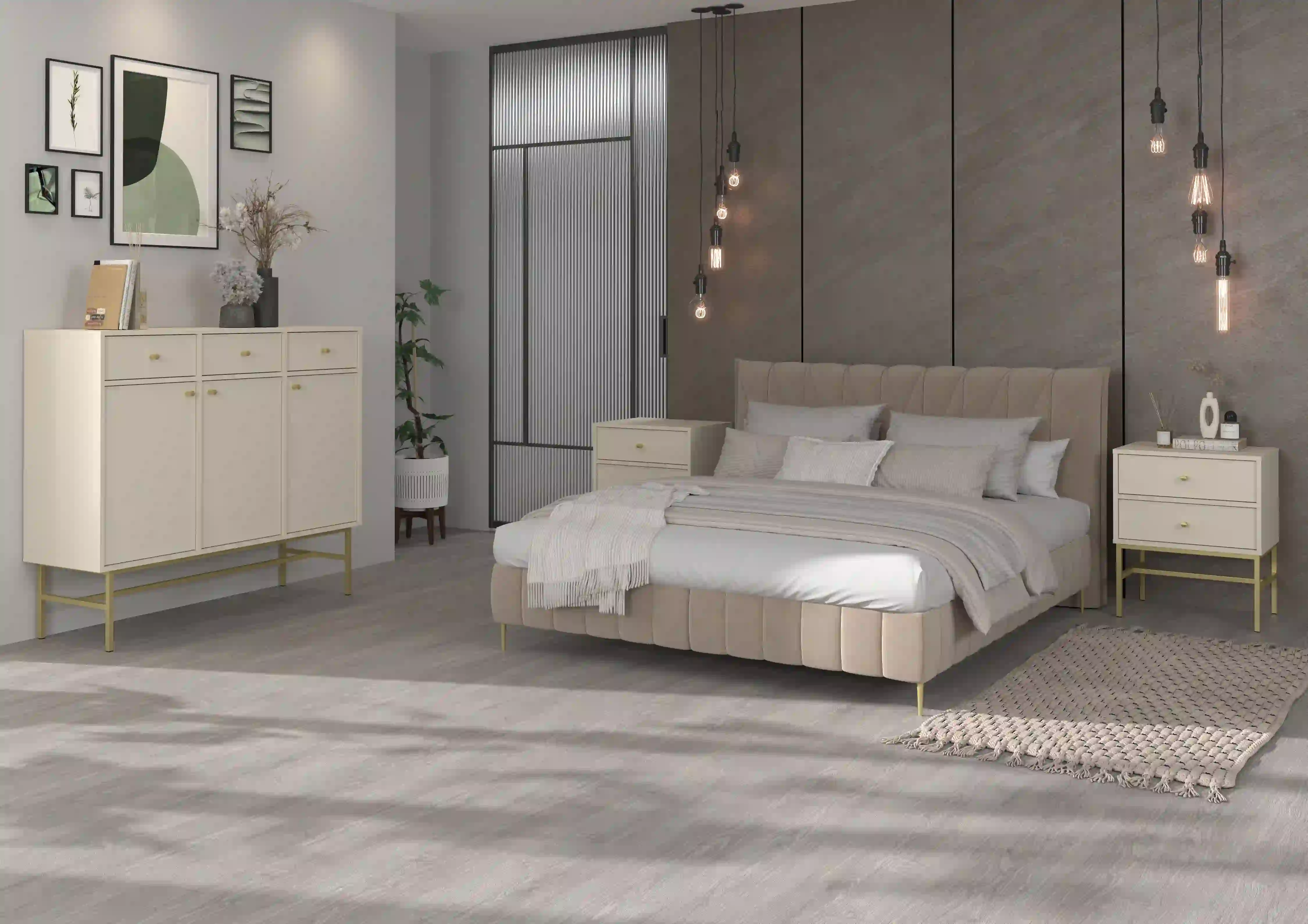 Kommode mit Türen und Schubladen Sakai 3-3F-3S T827 Beige