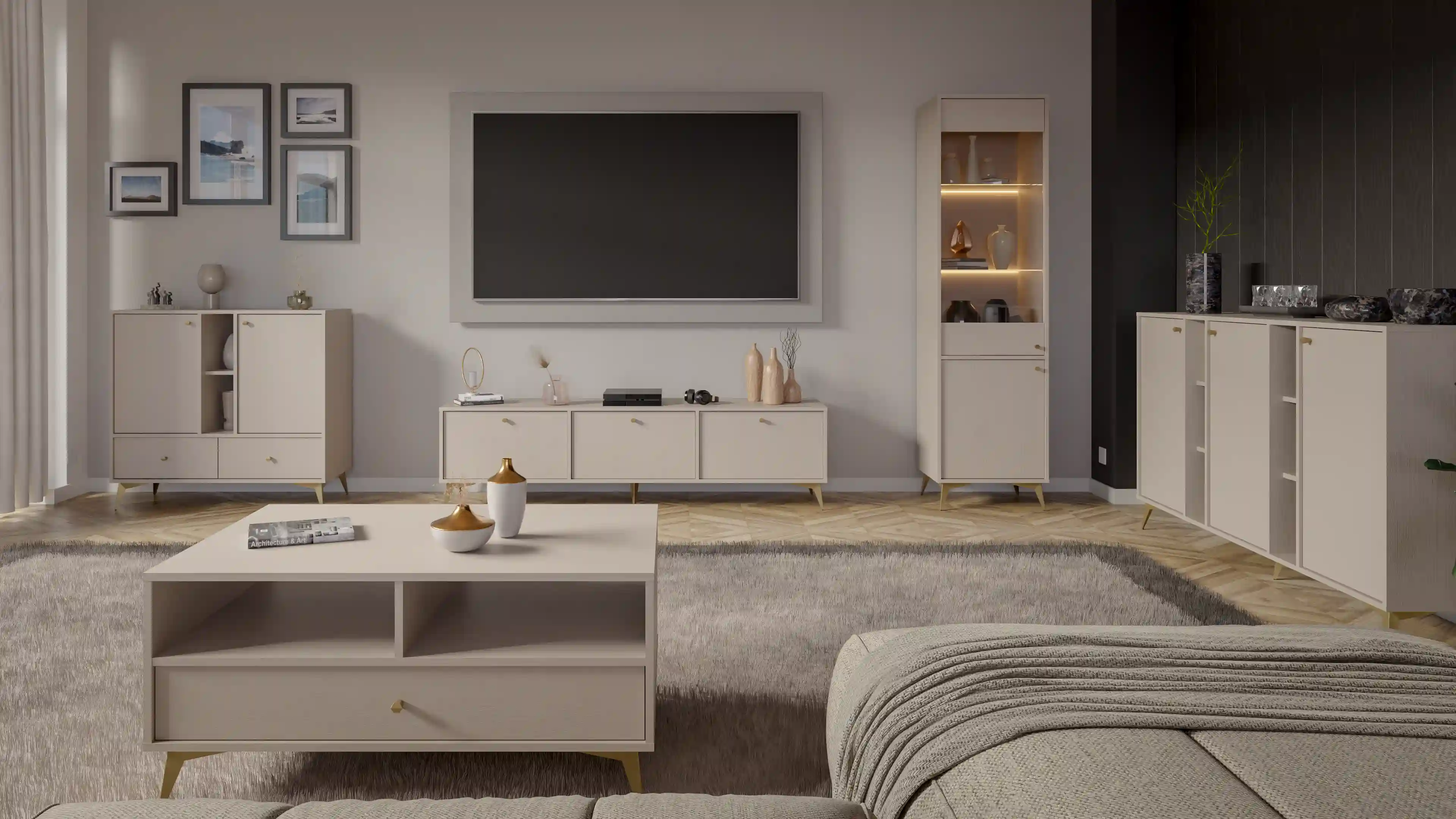 Couchtisch mit Schublade Sakai 1S T201 Beige