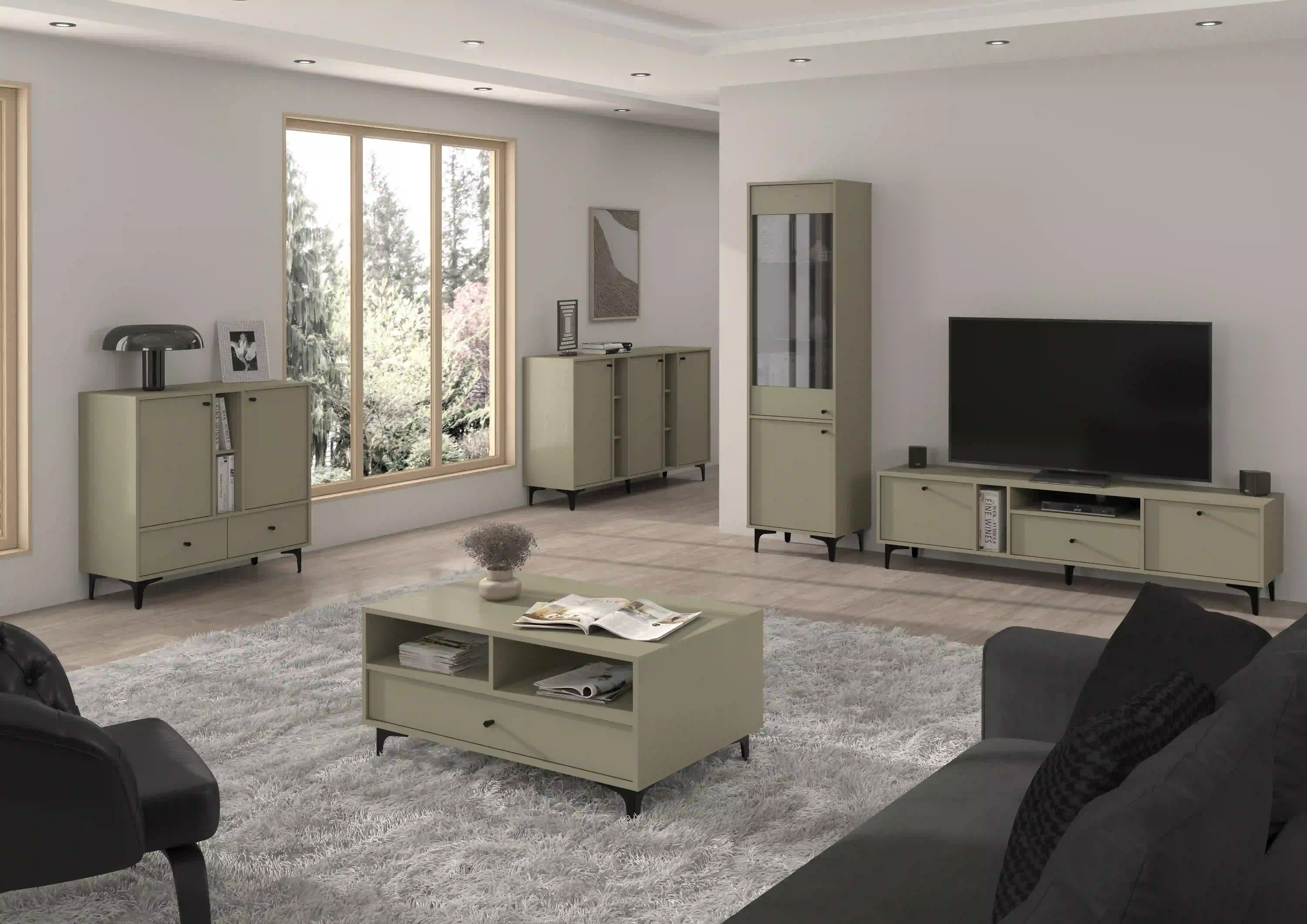 Stolik kawowy z szufladą do salonu Sakai 1S T201 Eukaliptus