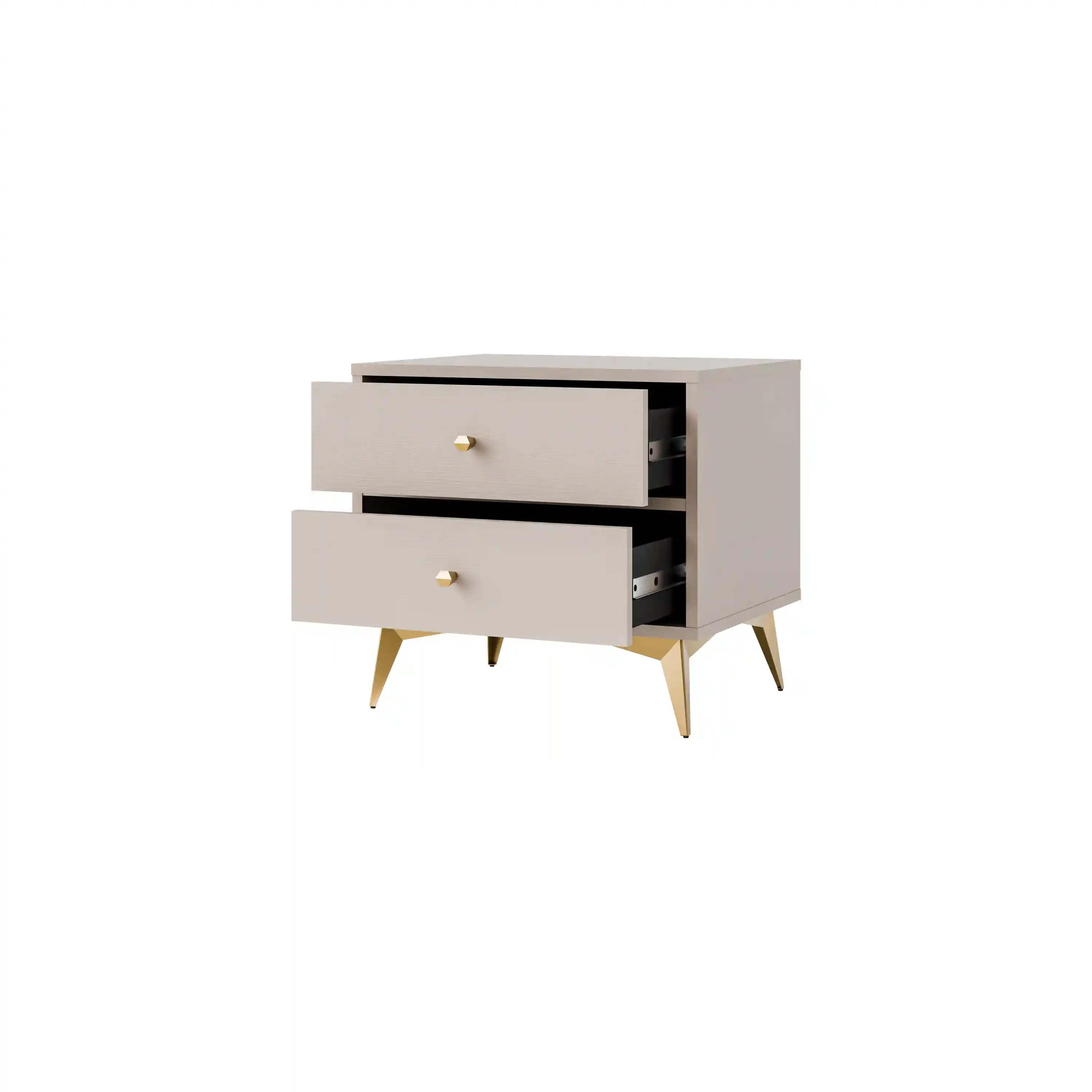 Nachttisch mit Schubladen Sakai 2S T801 Beige