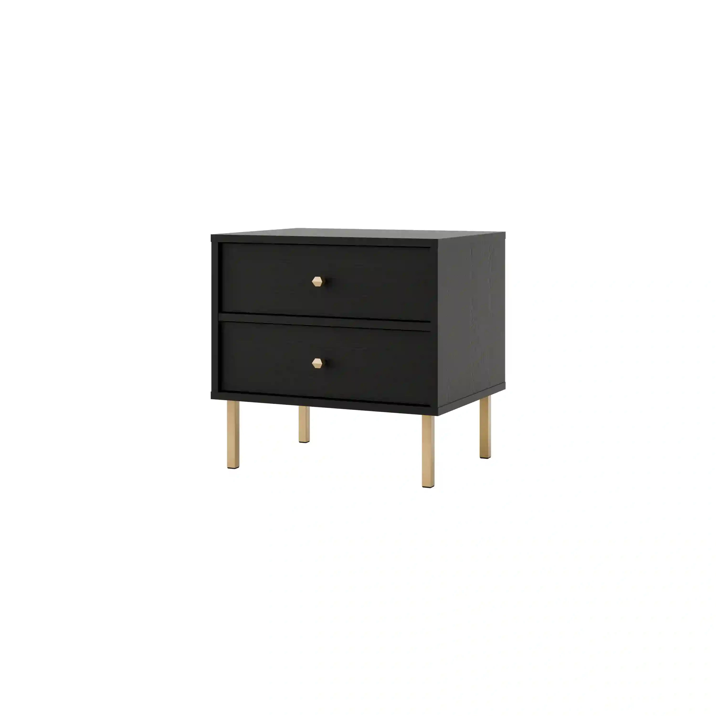 Nachttisch mit Schubladen Sakai 2S T801 Schwarz