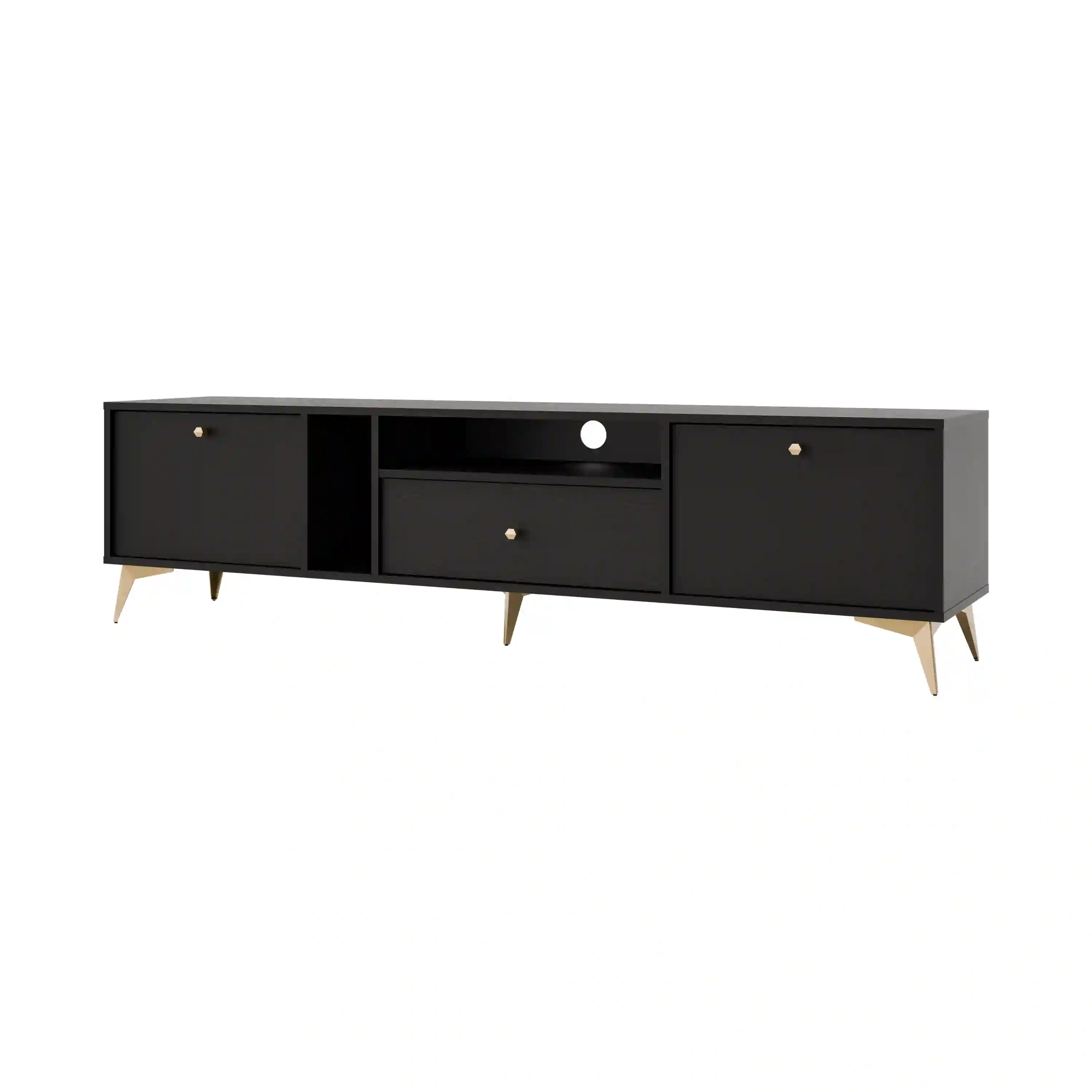 TV-Schrank Sakai 2K 1S T313 Schwarz freistehend
