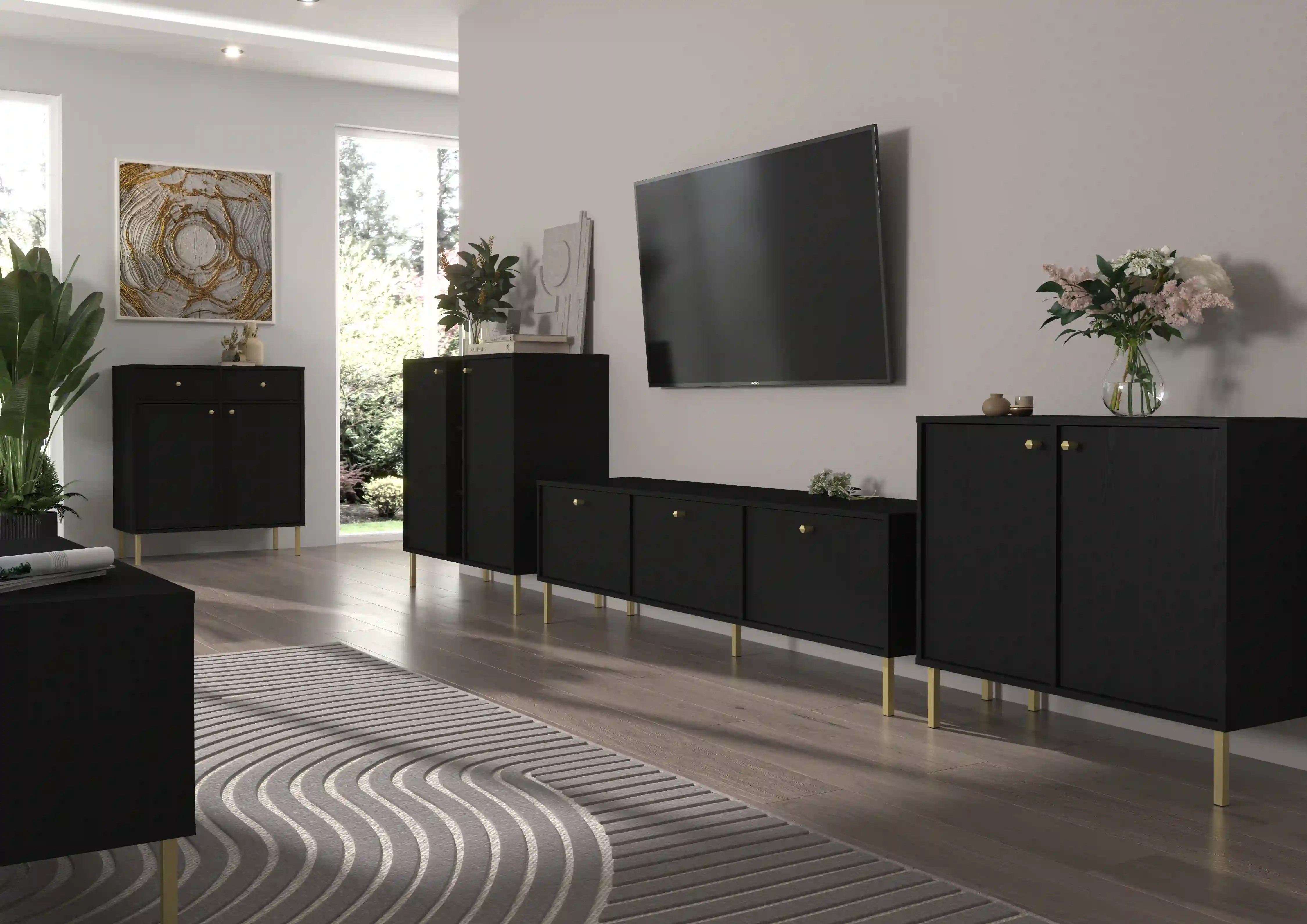 TV-Lowboard Sakai 3K T303 Schwarz