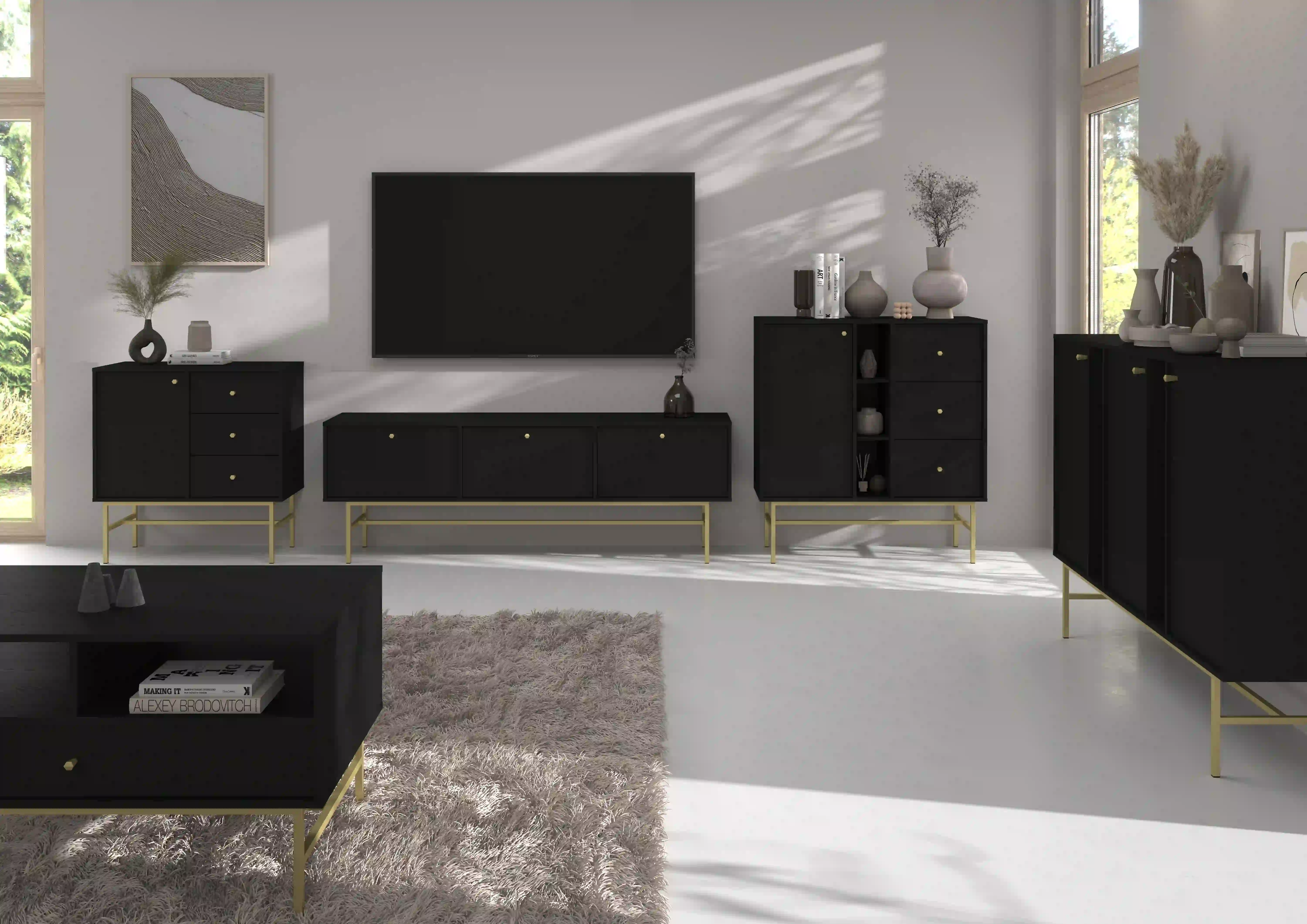 TV-Schrank Sakai 2K T302 Schwarz