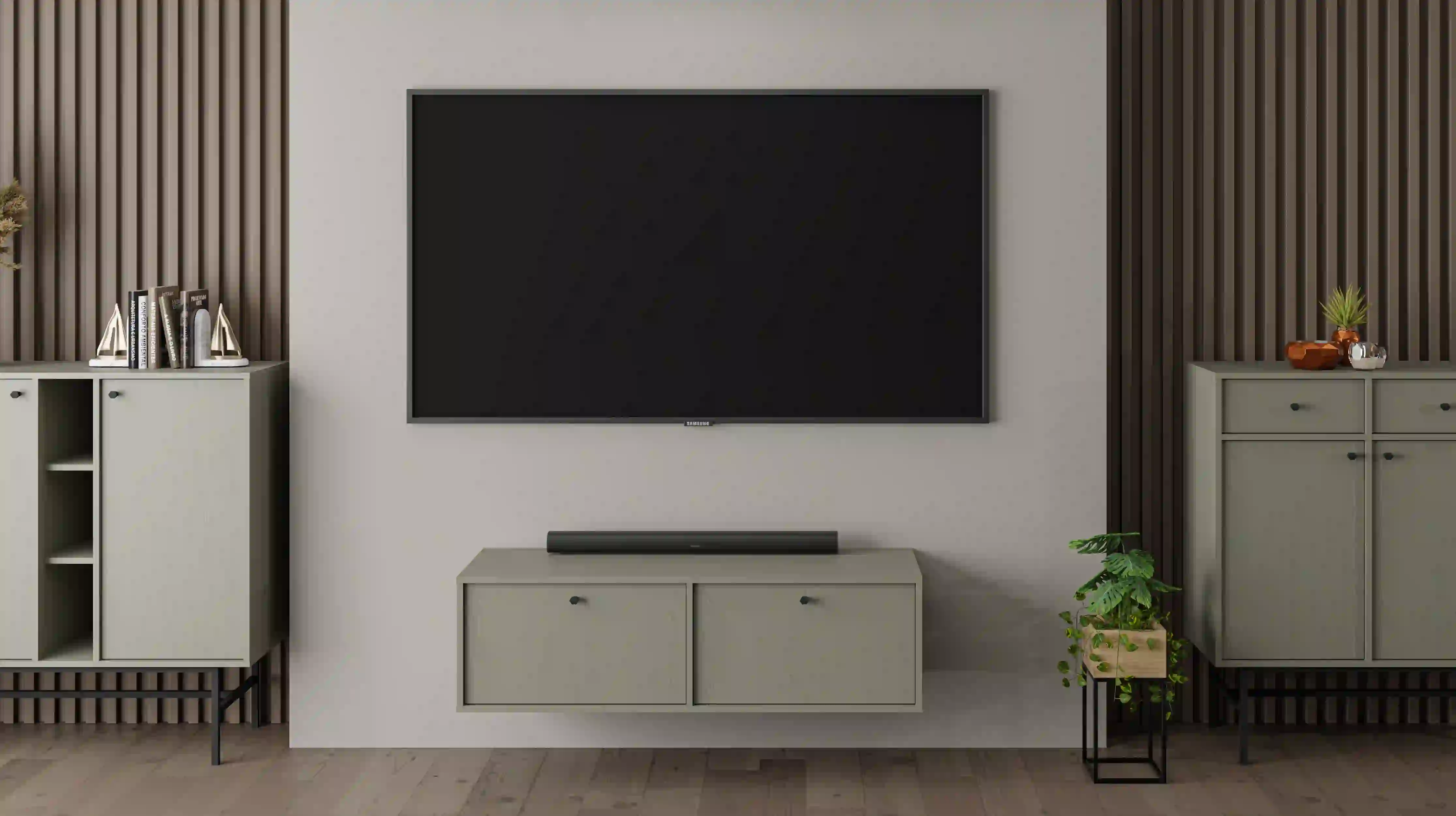 Szafka RTV wisząca do salonu Sakai 2K T302 Eukaliptus