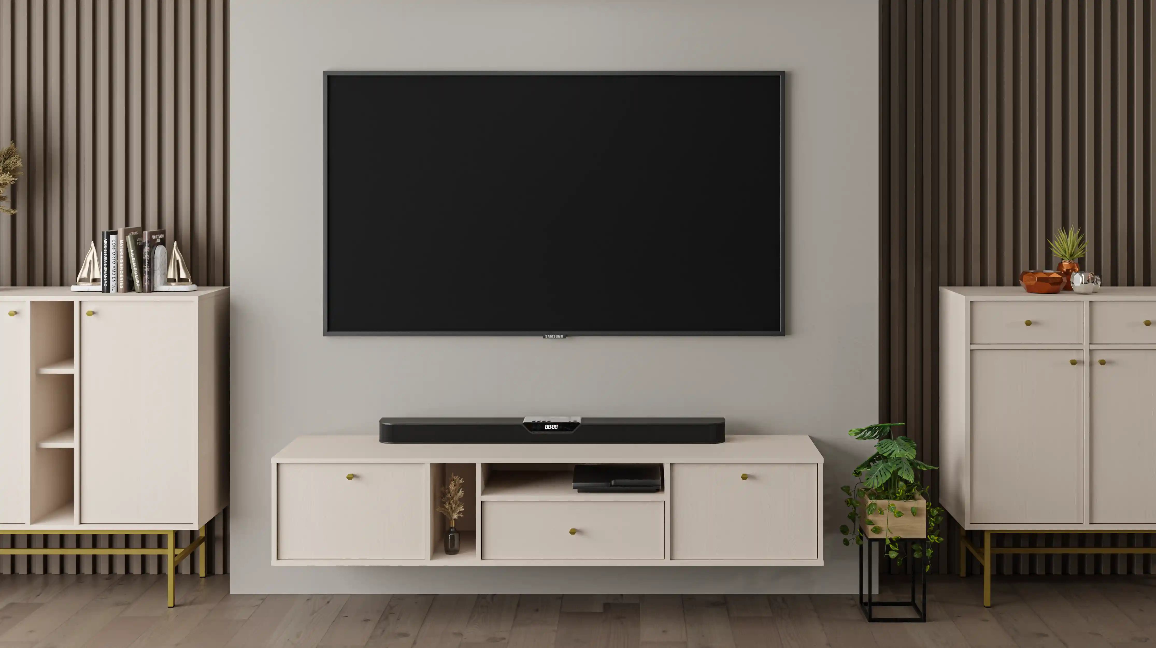Hängende TV-Kommode Sakai 2K 1S T313 Beige