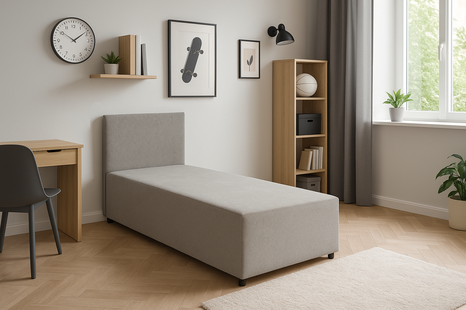 Einzelbett gepolstertes Bett SENIVA 80x180 grau