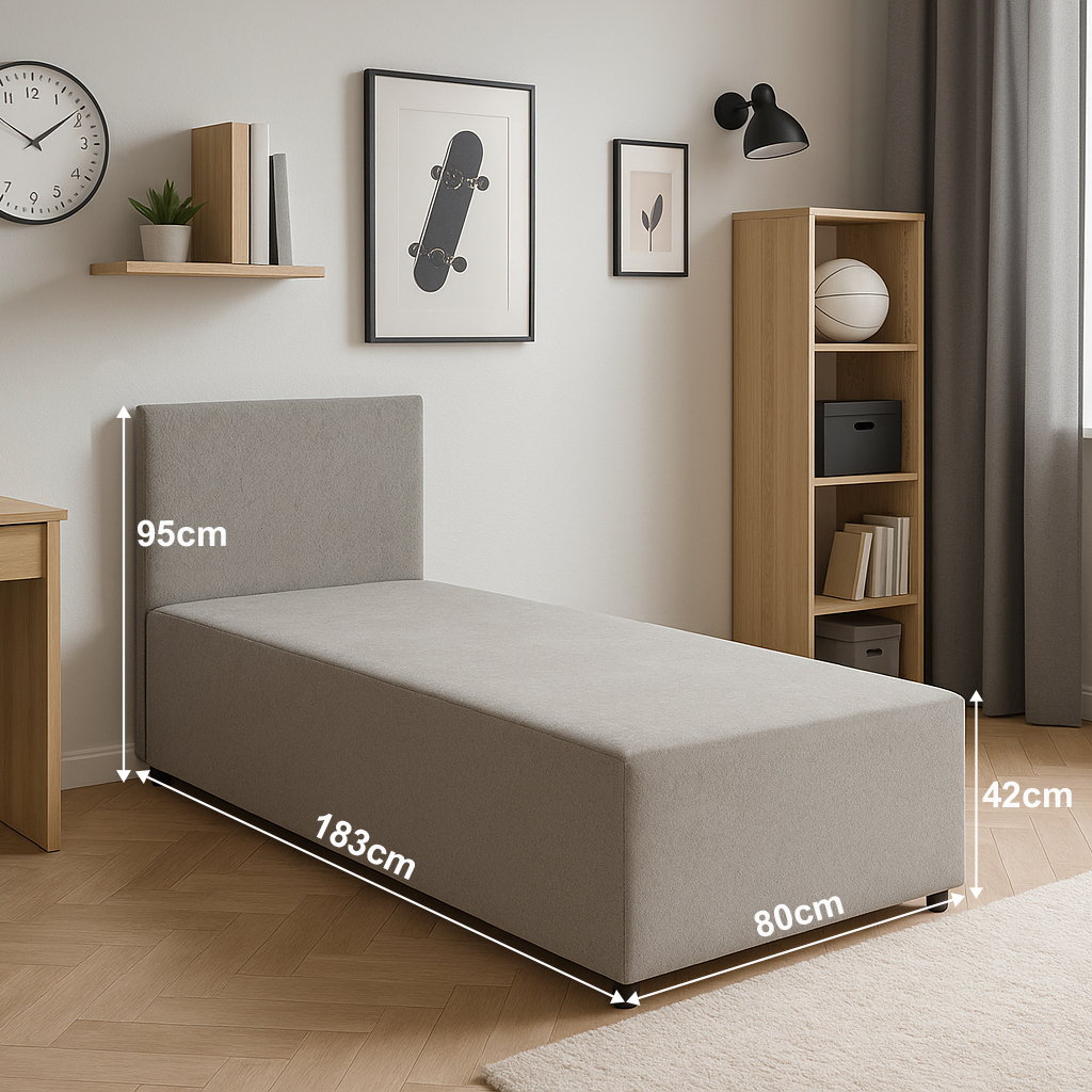 Einzelbett gepolstertes Bett SENIVA 80x180 grau