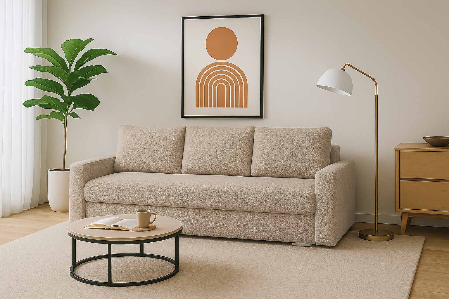 Schlafsofa mit Schlaffunktion SILVER 3 Bouclé Beige