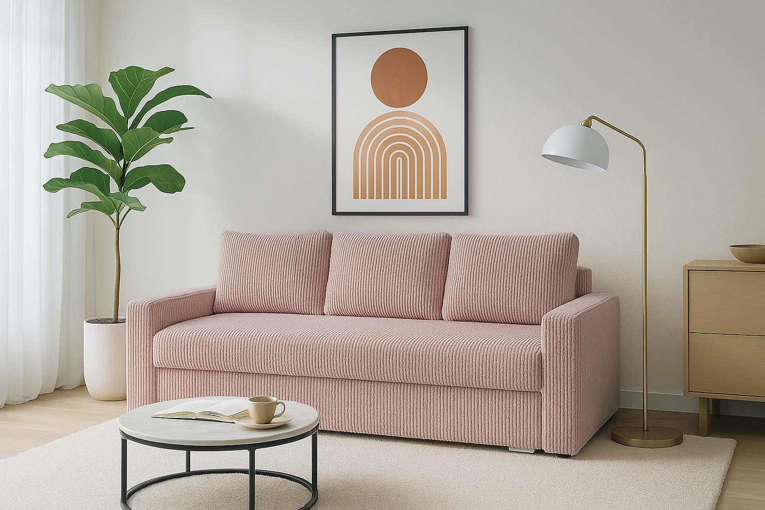 Schlafsofa mit Schlaffunktion SILVER 3 Cordstoff Rosa