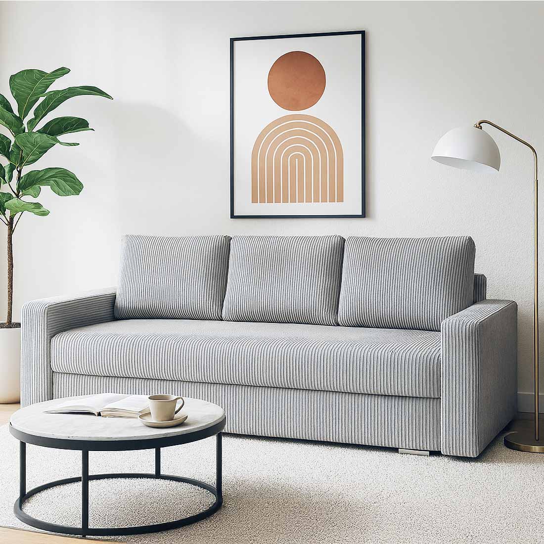 Schlafsofa mit Schlaffunktion SILVER 3 Cordstoff Grau