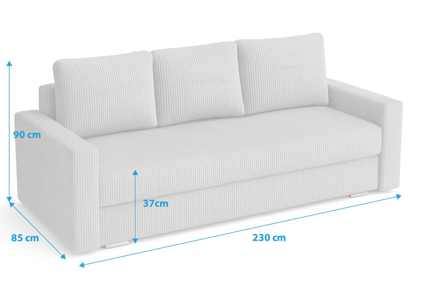 Schlafsofa mit Schlaffunktion SILVER 3 Cordstoff Grau