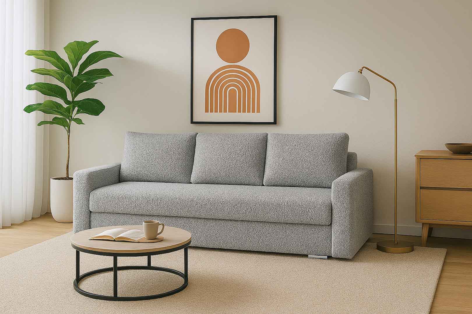 Schlafsofa mit Schlaffunktion SILVER PRIMA Bouclé Grau
