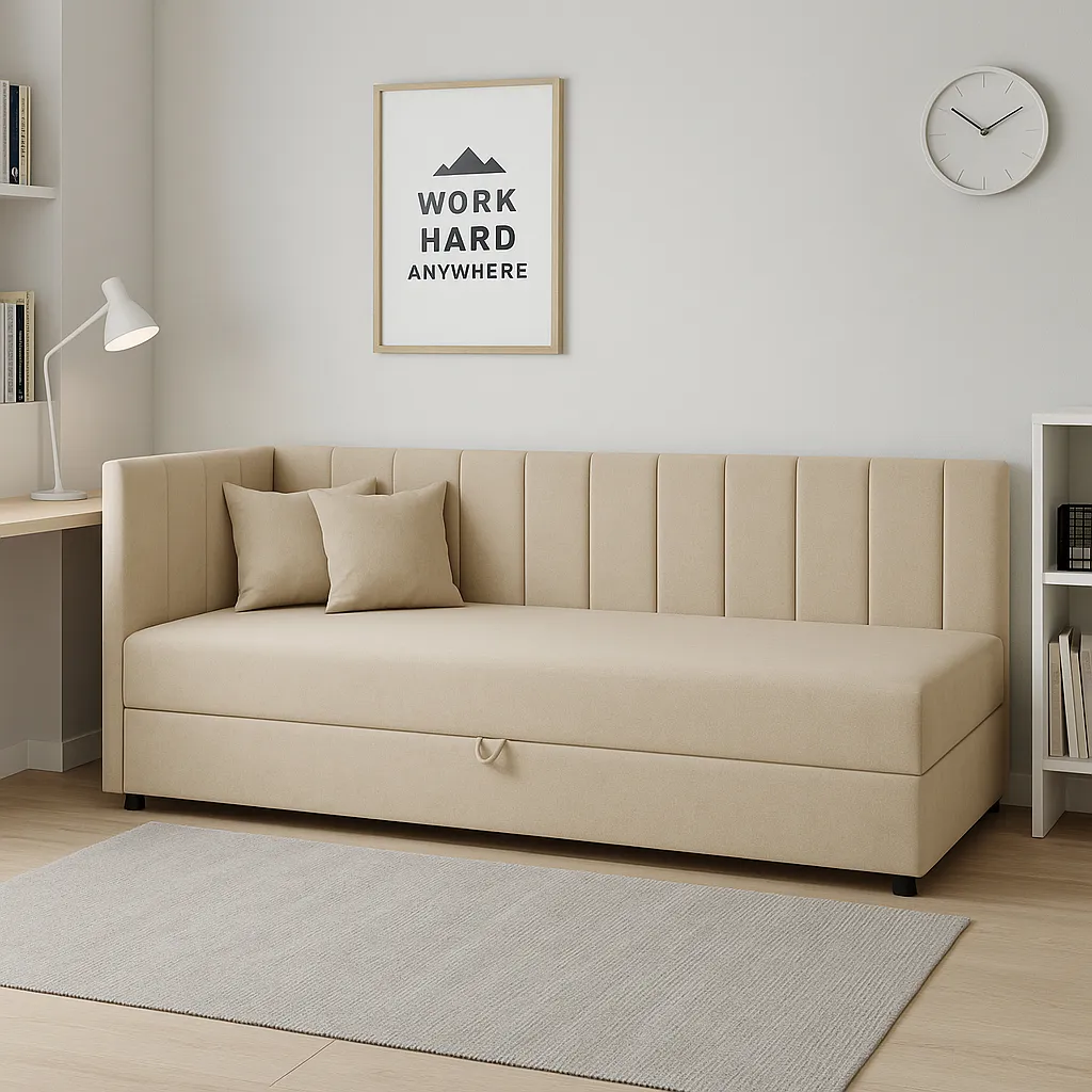 Einzelbett mit Bettkasten Sofaro 80x200 Beige