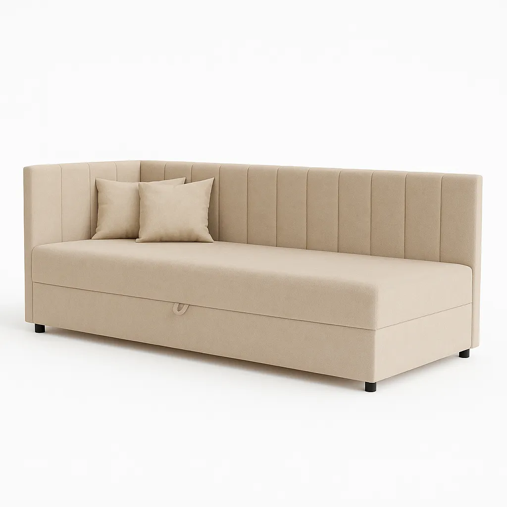 Einzelbett mit Bettkasten Sofaro 90x200 Beige