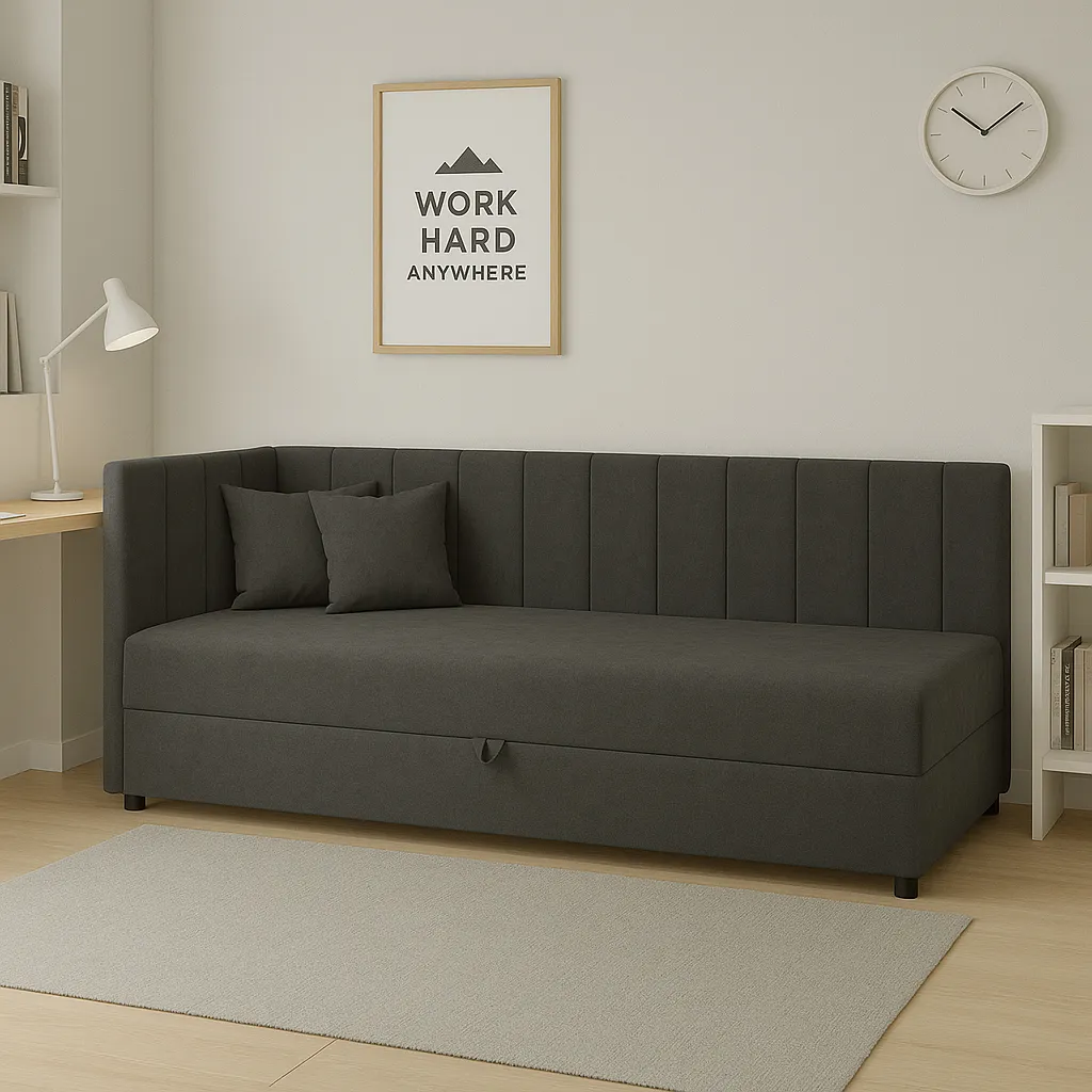 Einzelbett mit Bettkasten Sofaro 90x200 Graphitgrau