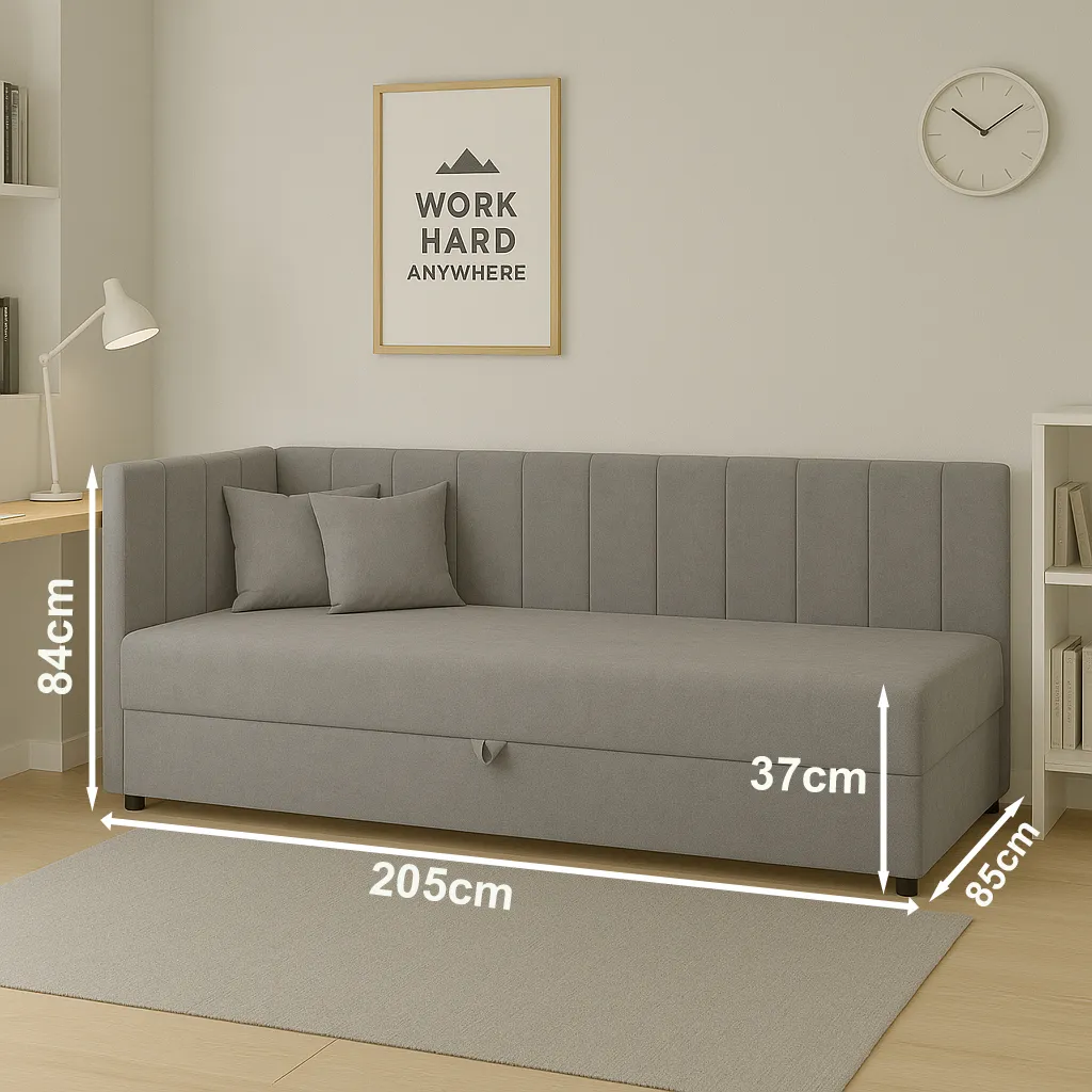 Einzelbett mit Bettkasten Sofaro 80x200 Beige