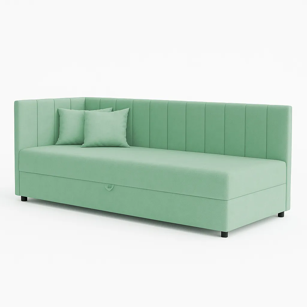 Einzelbett mit Bettkasten Sofaro 80x200 Mintgrün