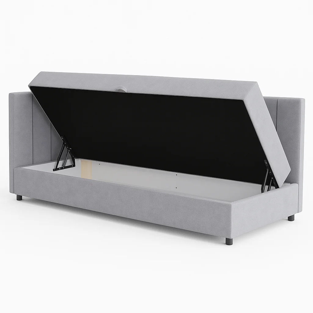 Einzelbett mit Bettkasten Sofaro 90x200 Senfgelb