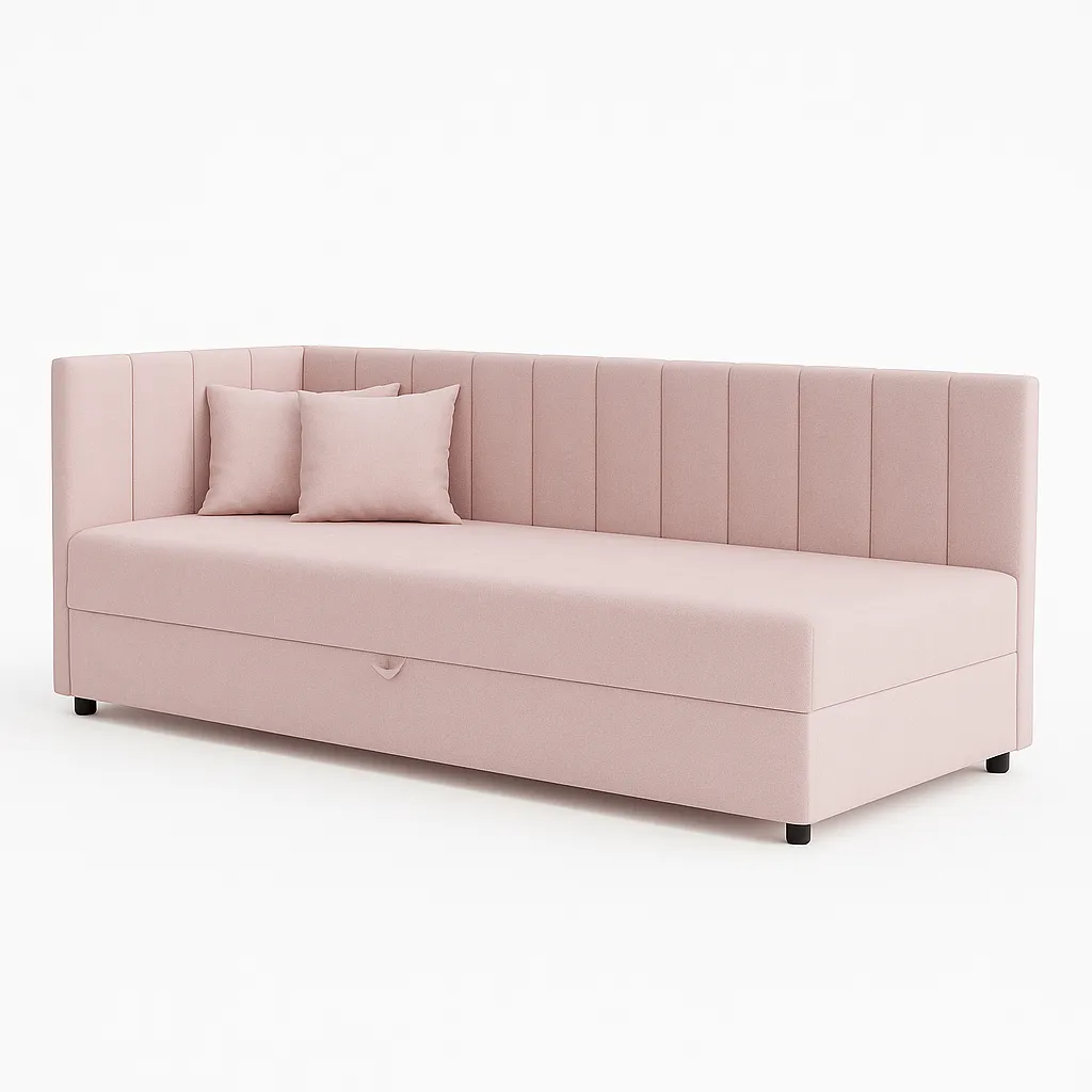 Einzelbett mit Bettkasten Sofaro Plus 80x200 in Rosa