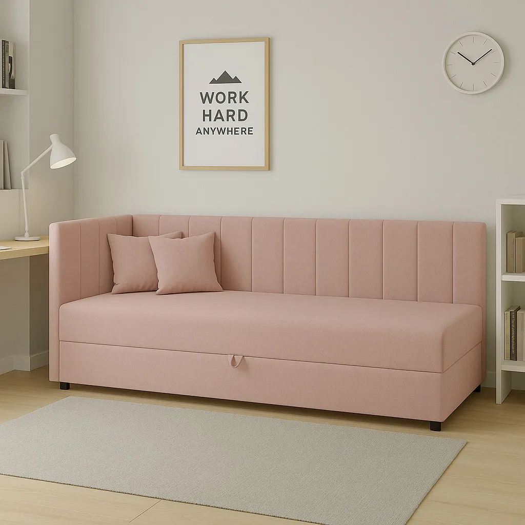 Einzelbett mit Stauraum Sofaro Plus 90x200 in Rosa