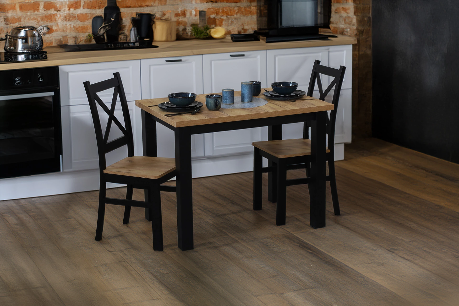 Küchentisch Esstisch LAP 100x70 Schwarz/Eiche Craft