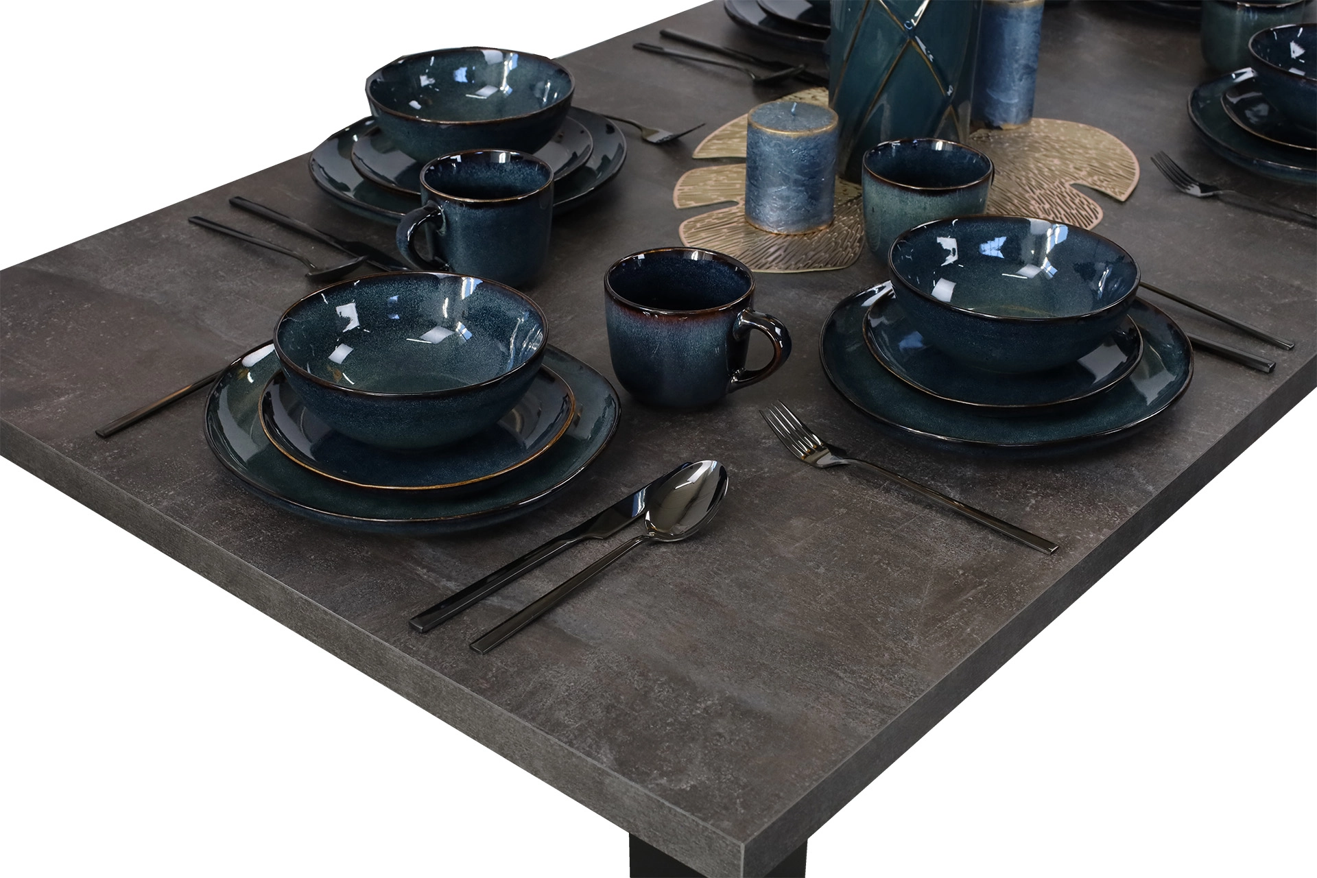 Ausziehbarer Küchen- und Esstisch LAP 150x80 Schwarz/Beton