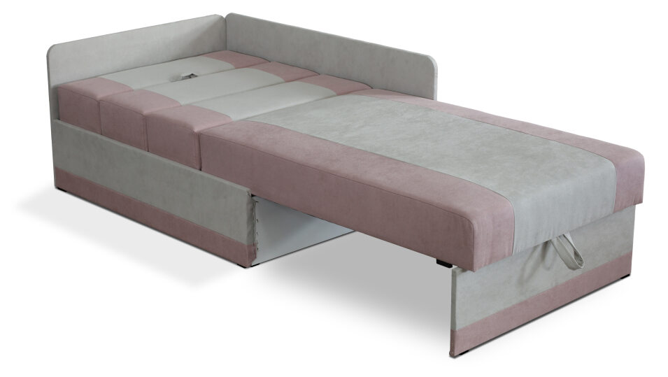 Ausklappbares Ecksofa mit Schlafunktion für eine Person Vaxer Rosa/Grau