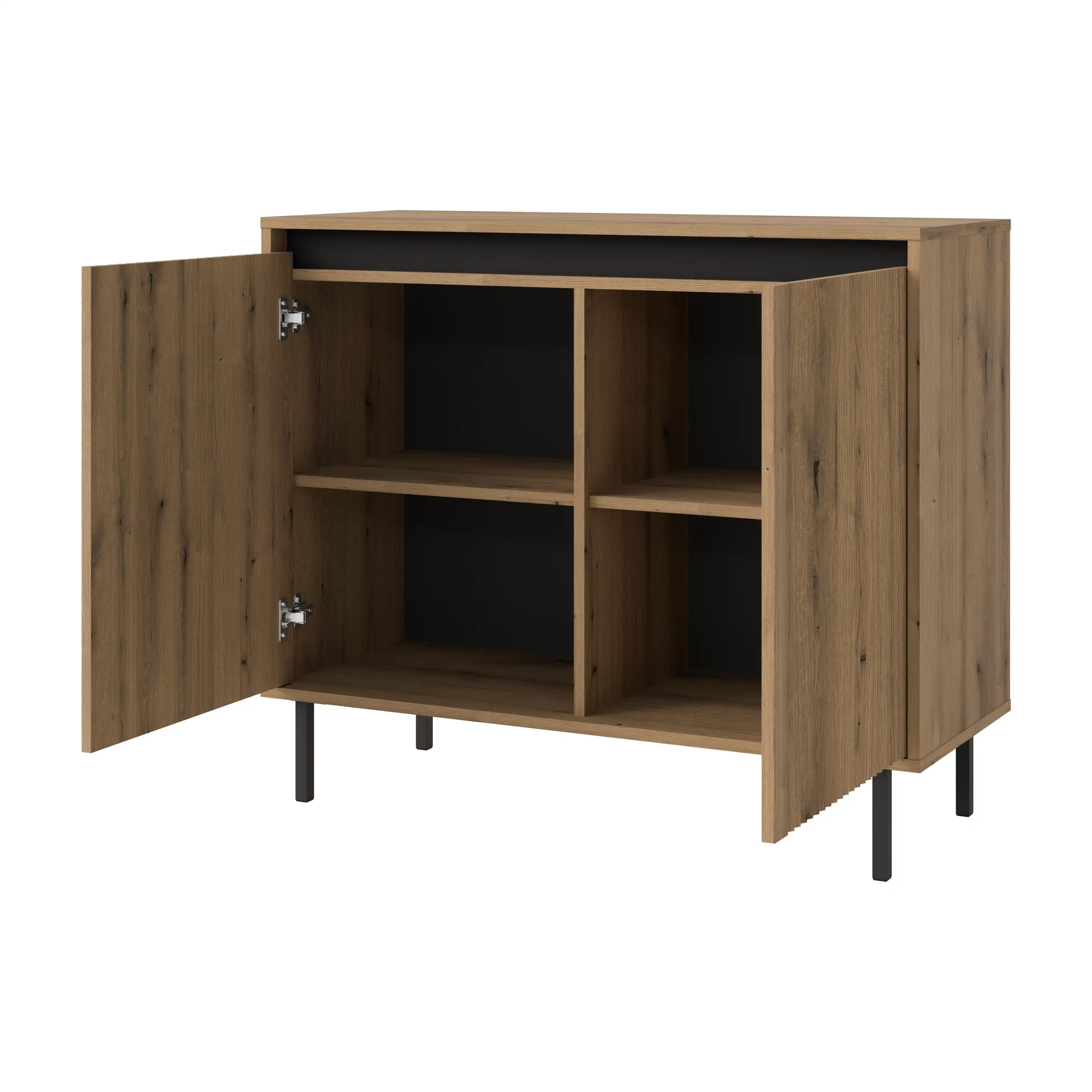 Kommode Yukashi 2F T812 Eiche Evoke mit geriffelter Front