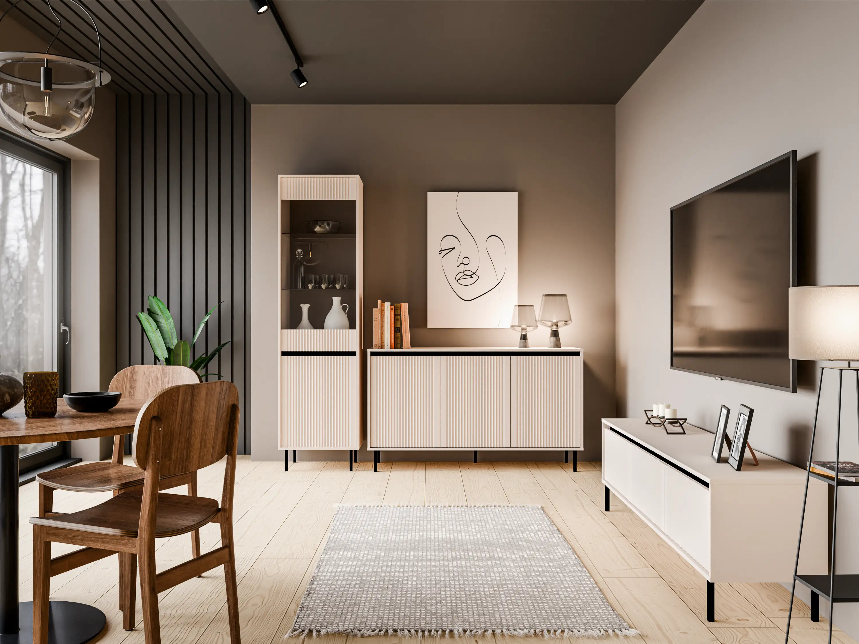 Yukashi Kommode mit geriffelter Front 3F T813 Beige
