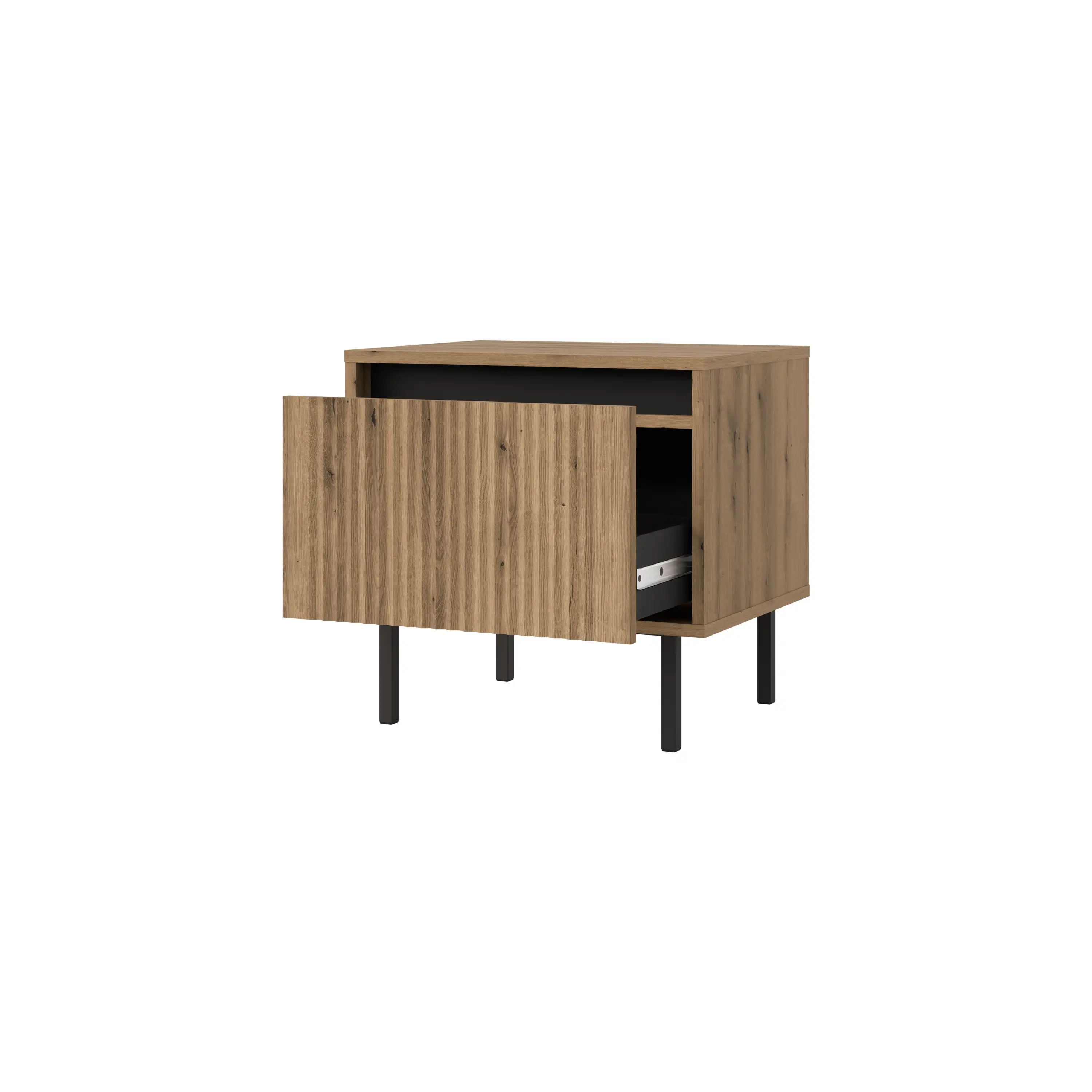 Yukashi Nachttisch mit geriffelter Front 1S T801 Eiche Evoke
