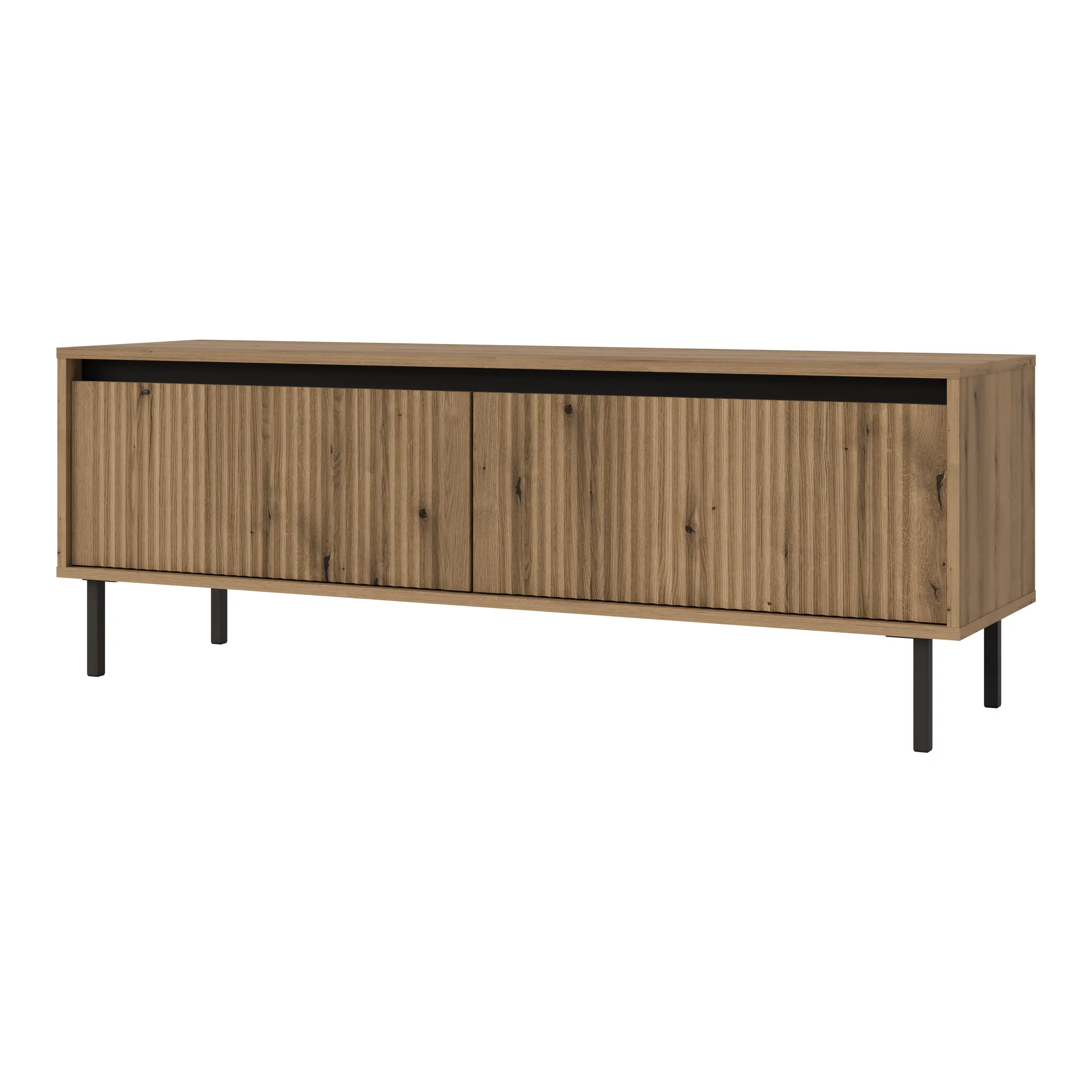 Yukashi TV-Schrank mit geriffelter Front 2S T302 Eiche Evoke