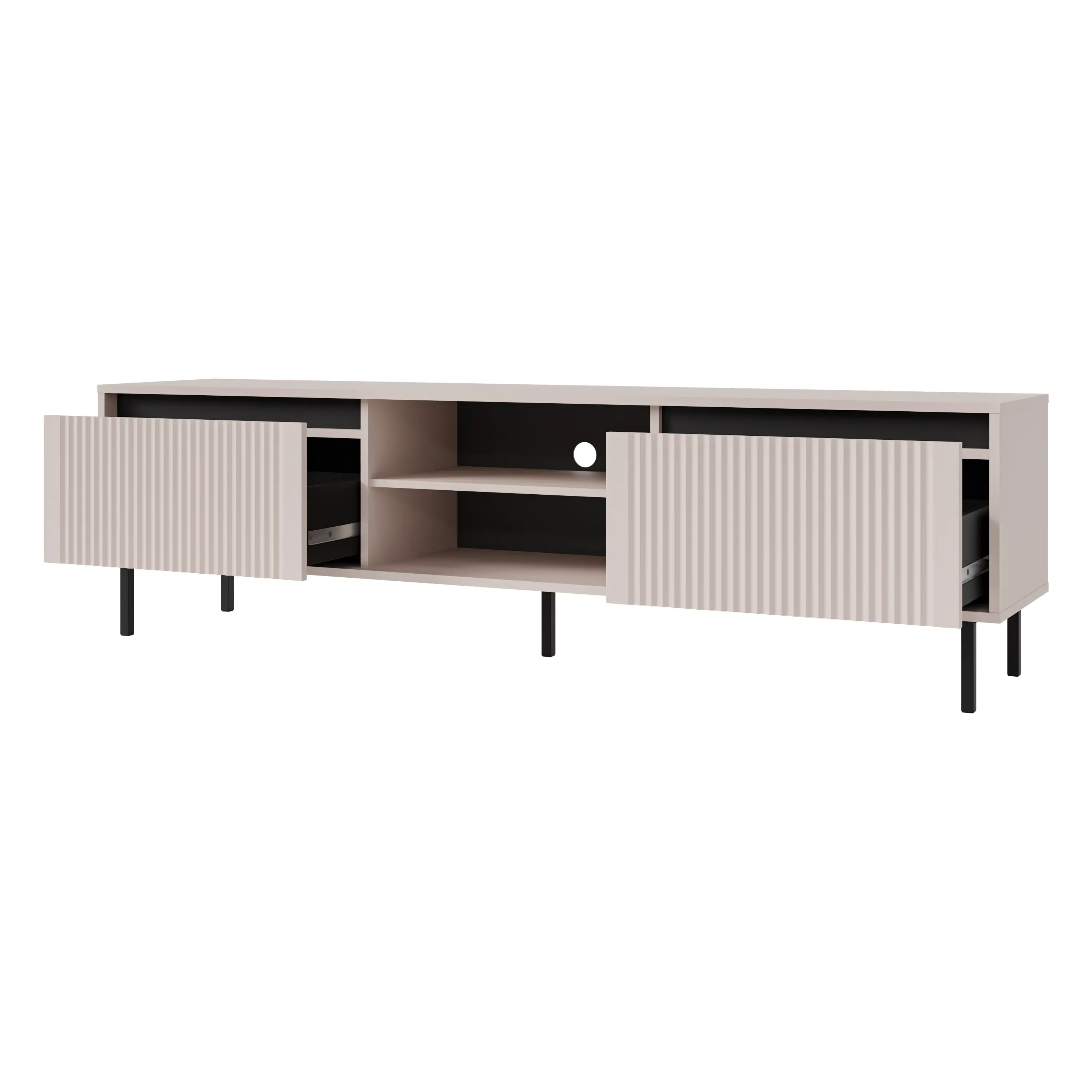 TV-Schrank Yukashi 2S T312 Beige mit geriffelter Front