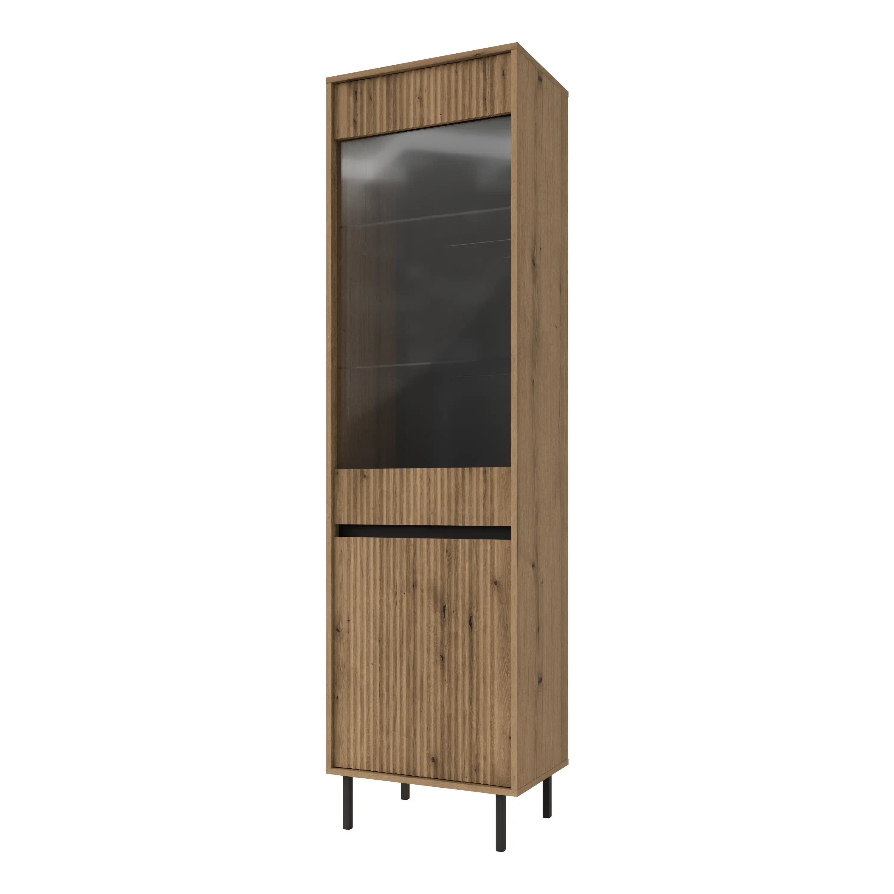 Yukashi Vitrine mit geriffelter Front 2F T101 Eiche evoke