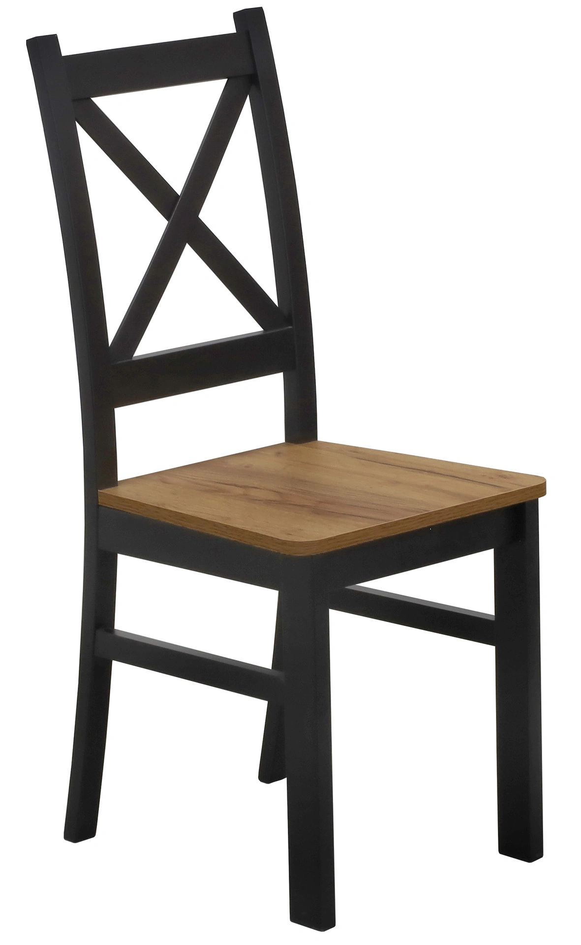 Set 2x Holzstuhl Kreuzgestell Schwarz/Eiche Craft