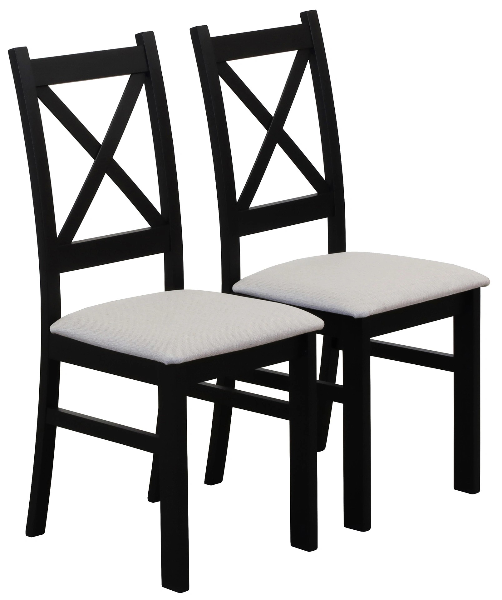 Set 2x gepolsterter Kreuzstuhl für das Esszimmer Schwarz/Beige