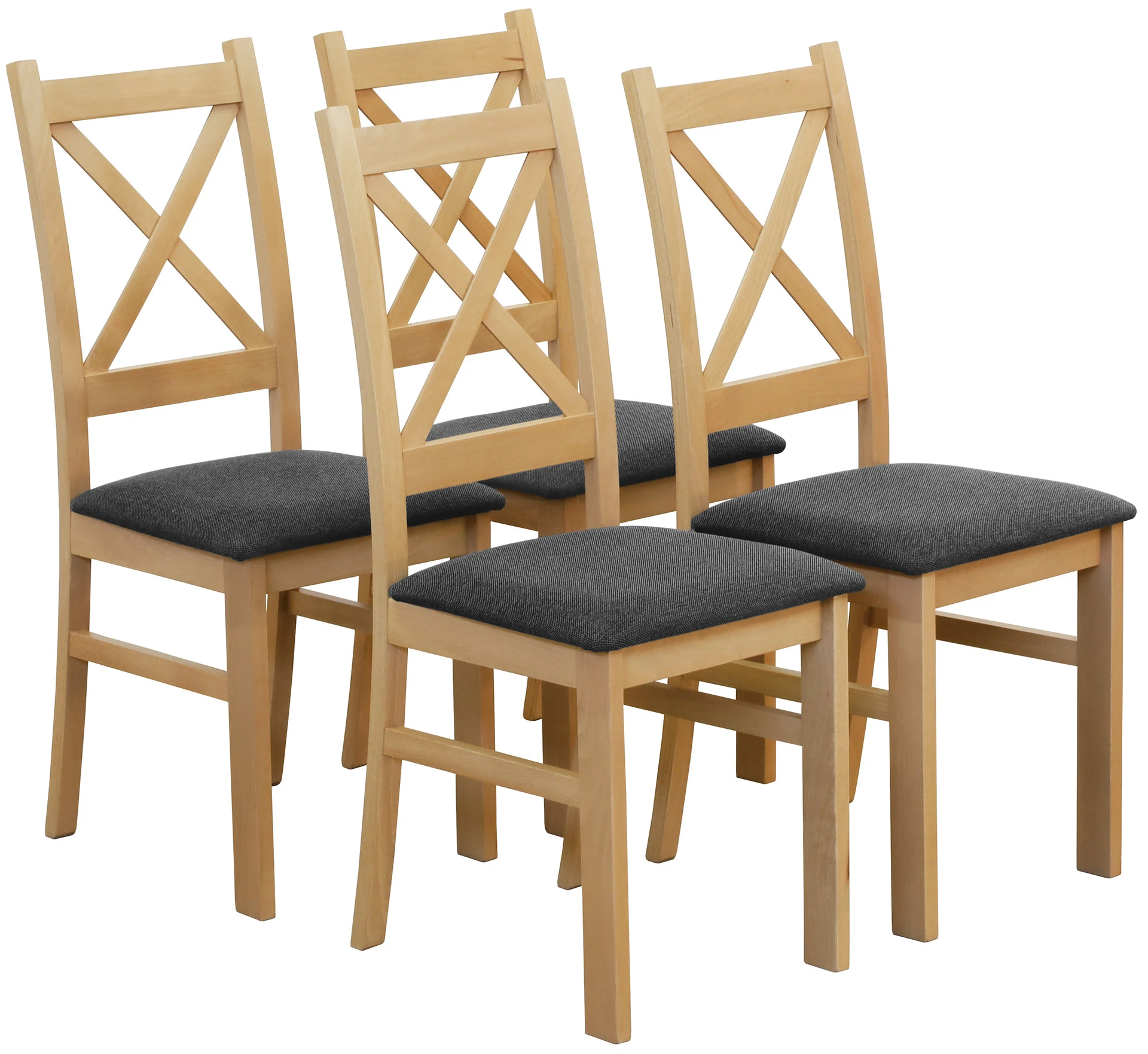 Set 4x gepolsterter Kreuzstuhl für das Esszimmer Eiche Artisan/Grafit