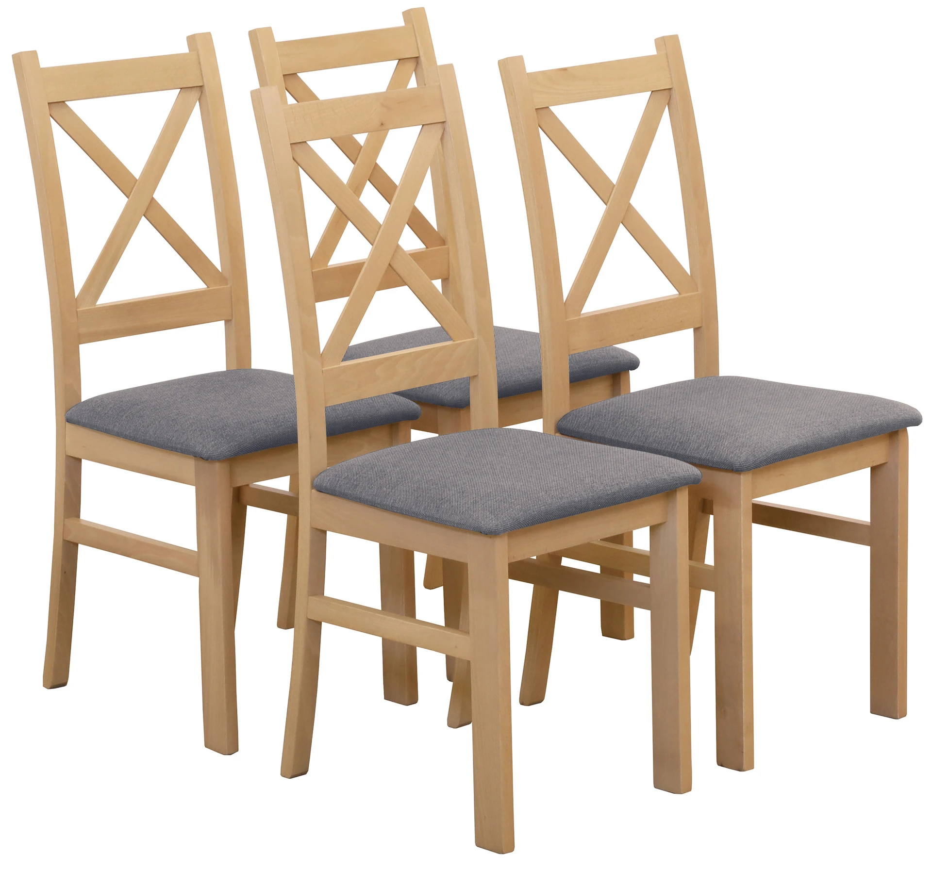 Set 4x gepolsterter Kreuzstuhl für das Esszimmer Eiche Artisan/Grau